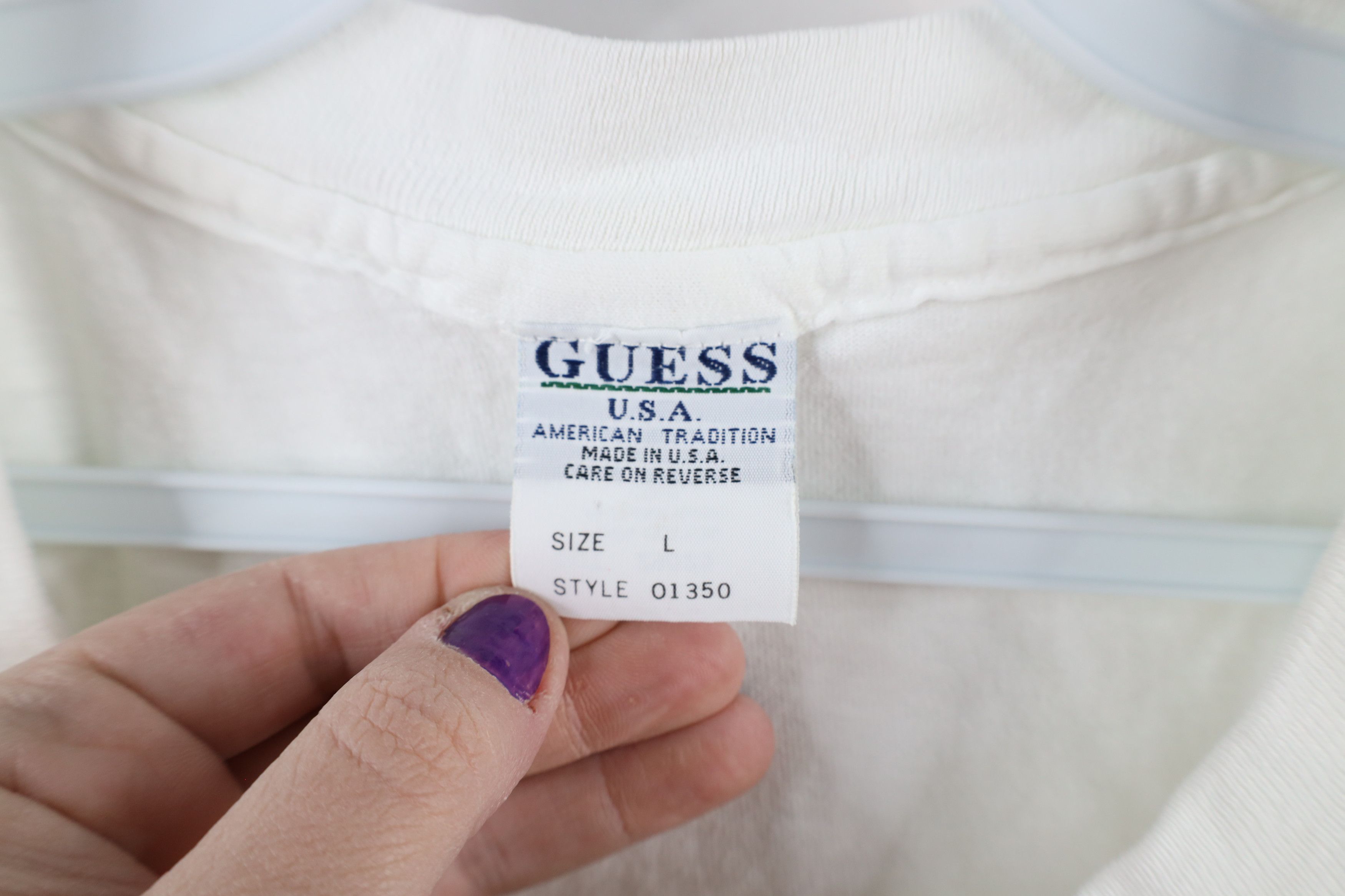Guess Vintage 90s Guess Spell Out Work Wear T-Shirt White USA Size US L / EU 52-54 / 3 - 8 Thumbnail