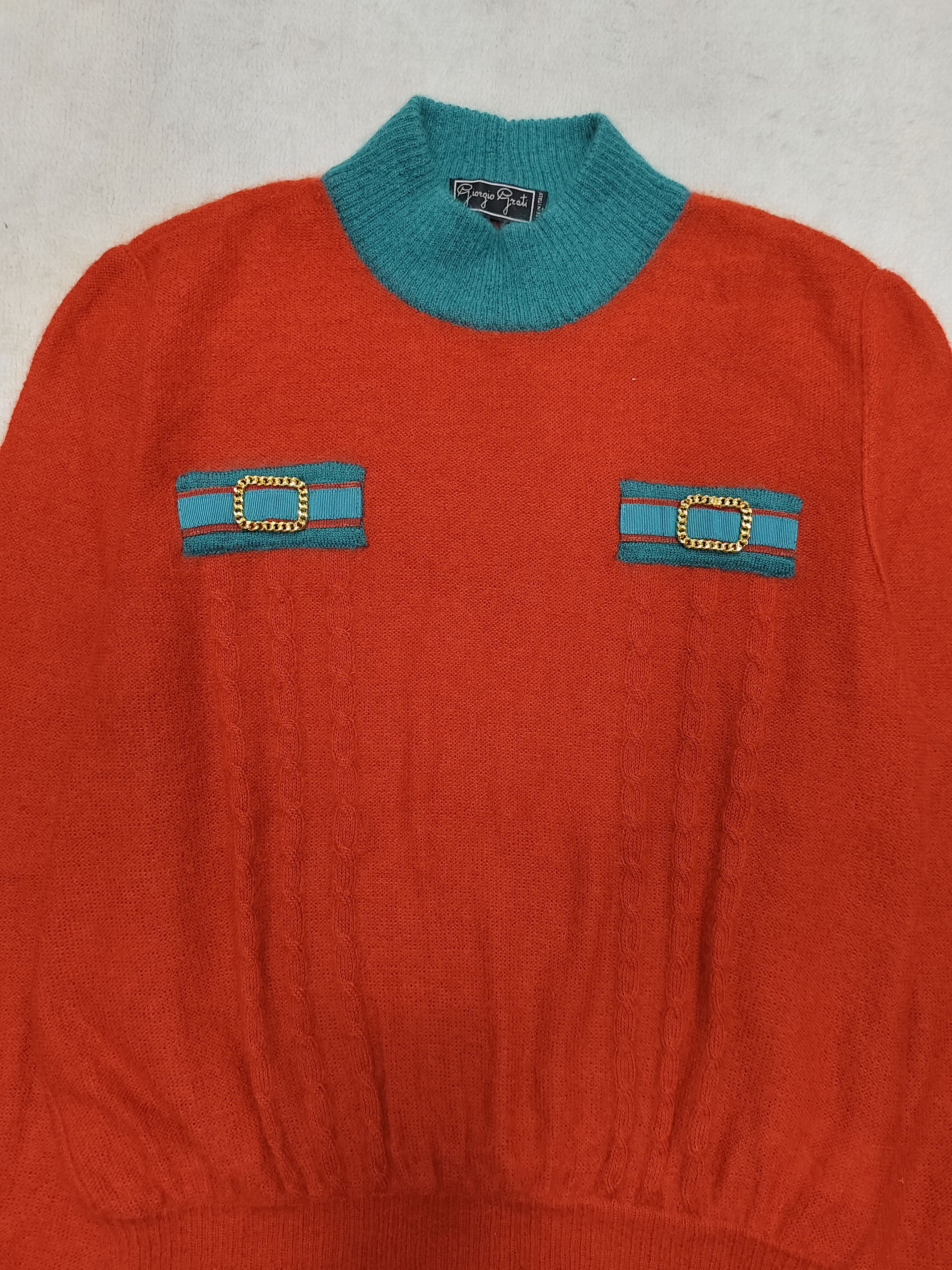 Vintage 🔥Vtg 80s Giorgio Grati Design Mohair Knitted Sweater Size L / US 10 / IT 46 - 5 Thumbnail