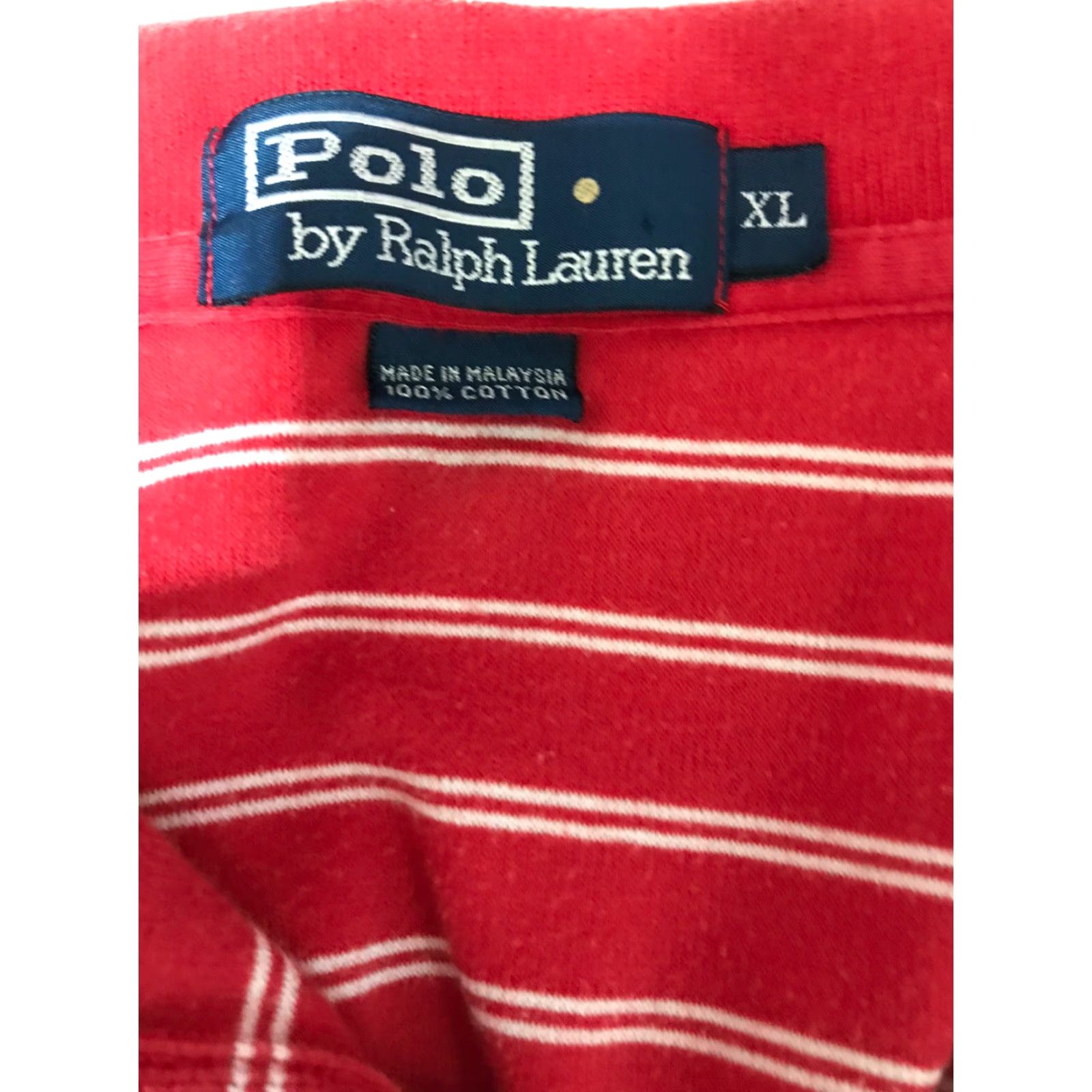 Ralph Lauren Ralph Lauren Striped Polo Shirt Mens Size XL Red/White 100% Cotton Casual Workwear Size US XL / EU 56 / 4 - 2 Thumbnail