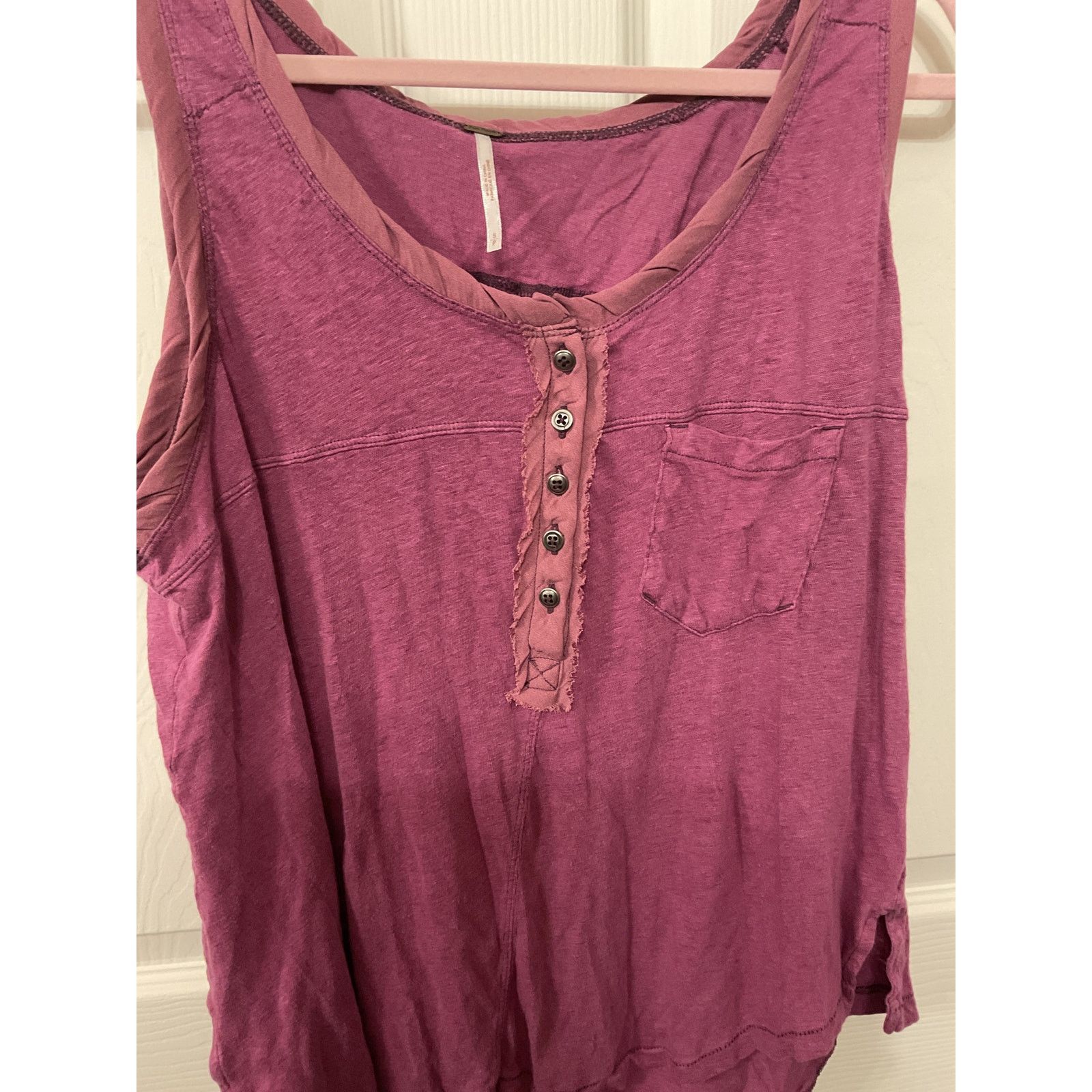 Free People Free People Linen Burnout Button Henley Traveler Tank,S Size S / US 4 / IT 40 - 3 Thumbnail