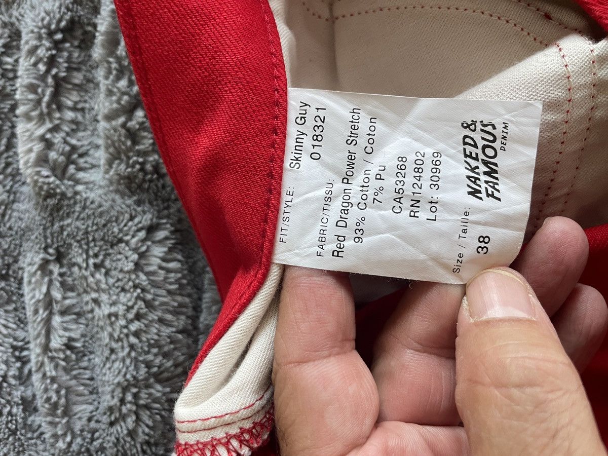 Naked & Famous Skinny Guy (Red Dragon Power stretch) denim jeans Size US 38 / EU 54 - 12 Thumbnail