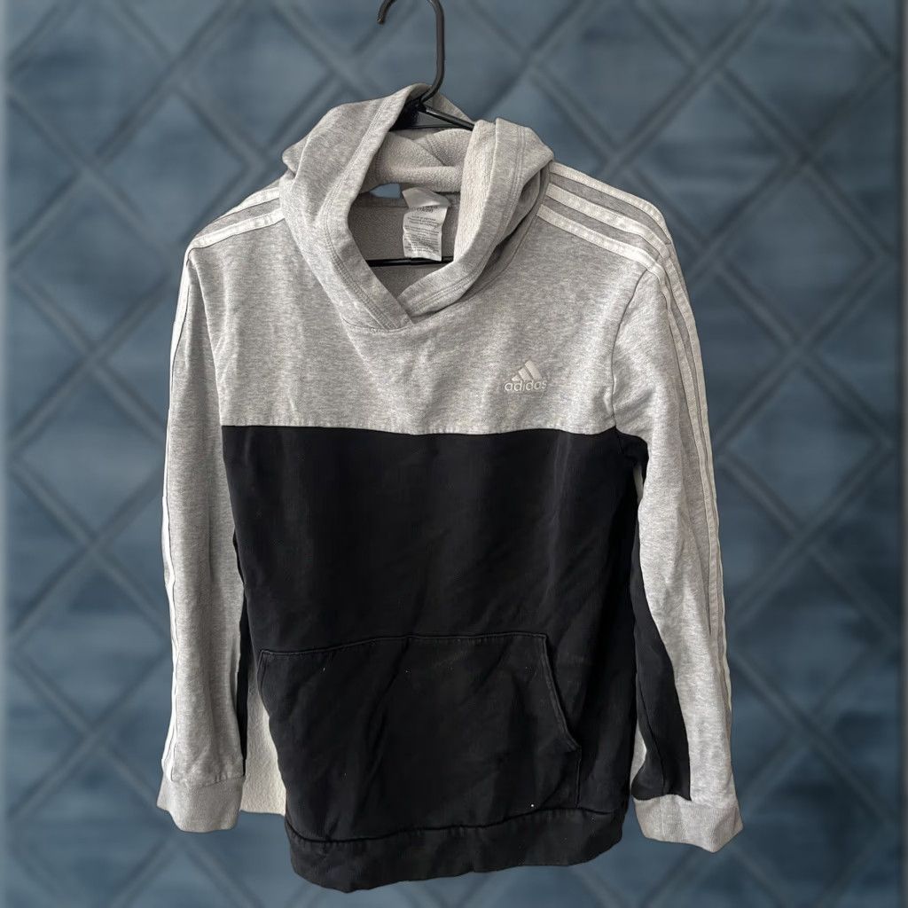 Adidas Adidas Boys XL Full Zip Hoodie Jacket Gray Black Sports Sweatshirt Mens Size US XL / EU 56 / 4 - 1 Thumbnail