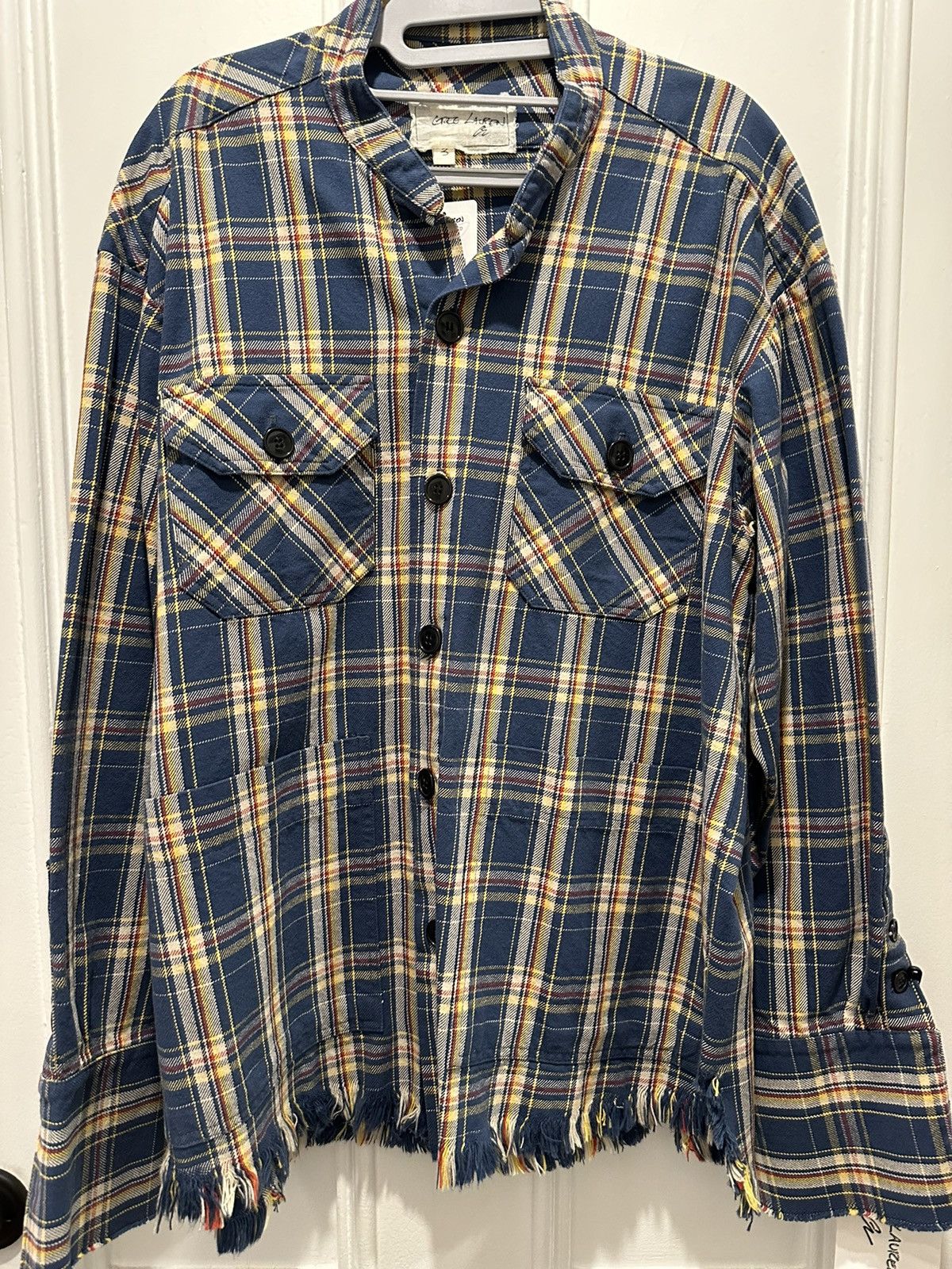 image of Greg Laurent Studio Plaid in Blue, Men's (Size Large)