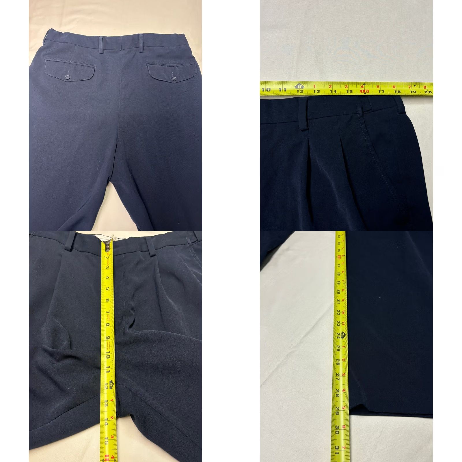 Vintage LL Bean Mens Navy Blue Pleated Pants Polyester Classic Fit Size 36X29 Size US 36 / EU 52 - 8 Thumbnail