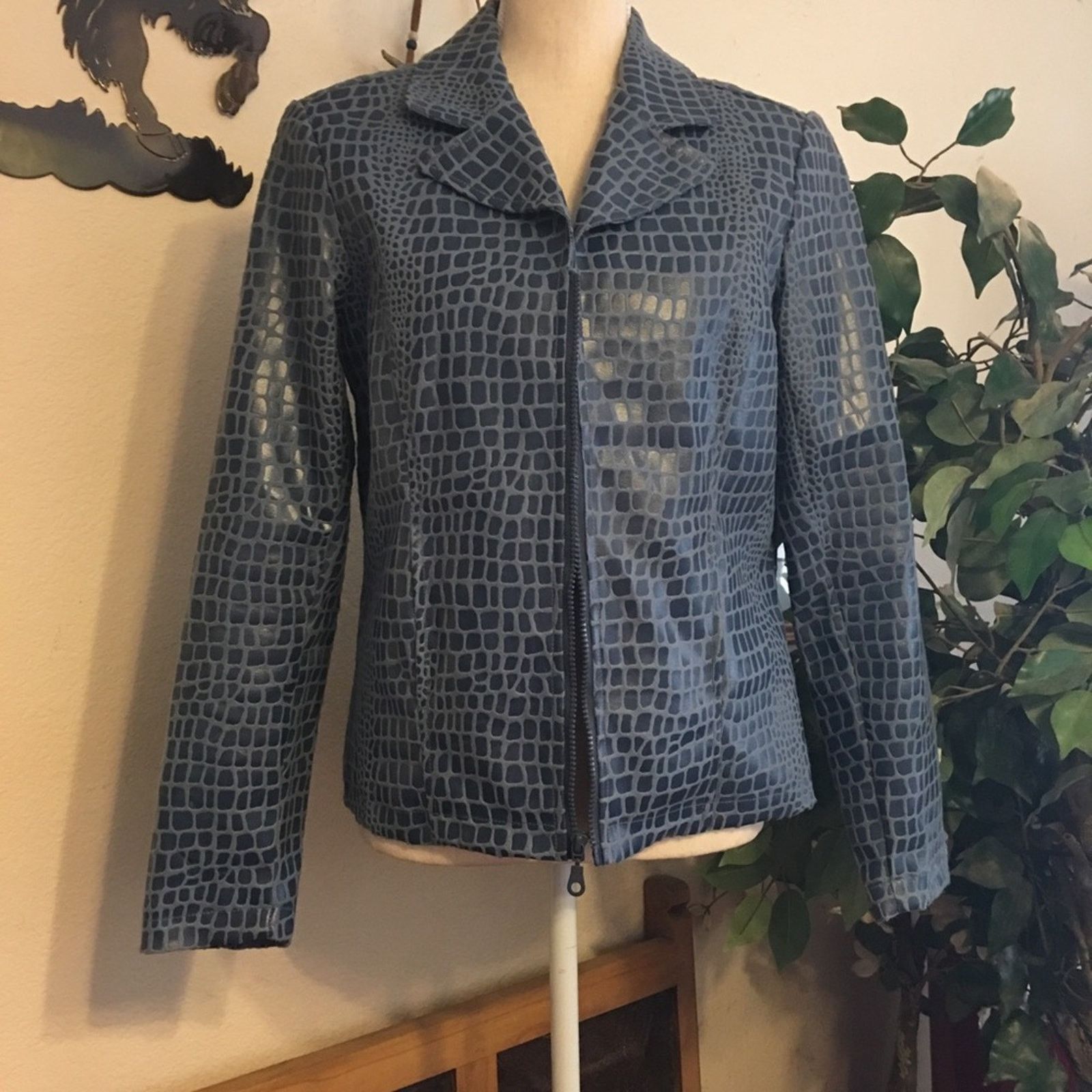 Other Selene croc pattern faux leather zip front jacket Size S / US 4 / IT 40 - 1 Thumbnail