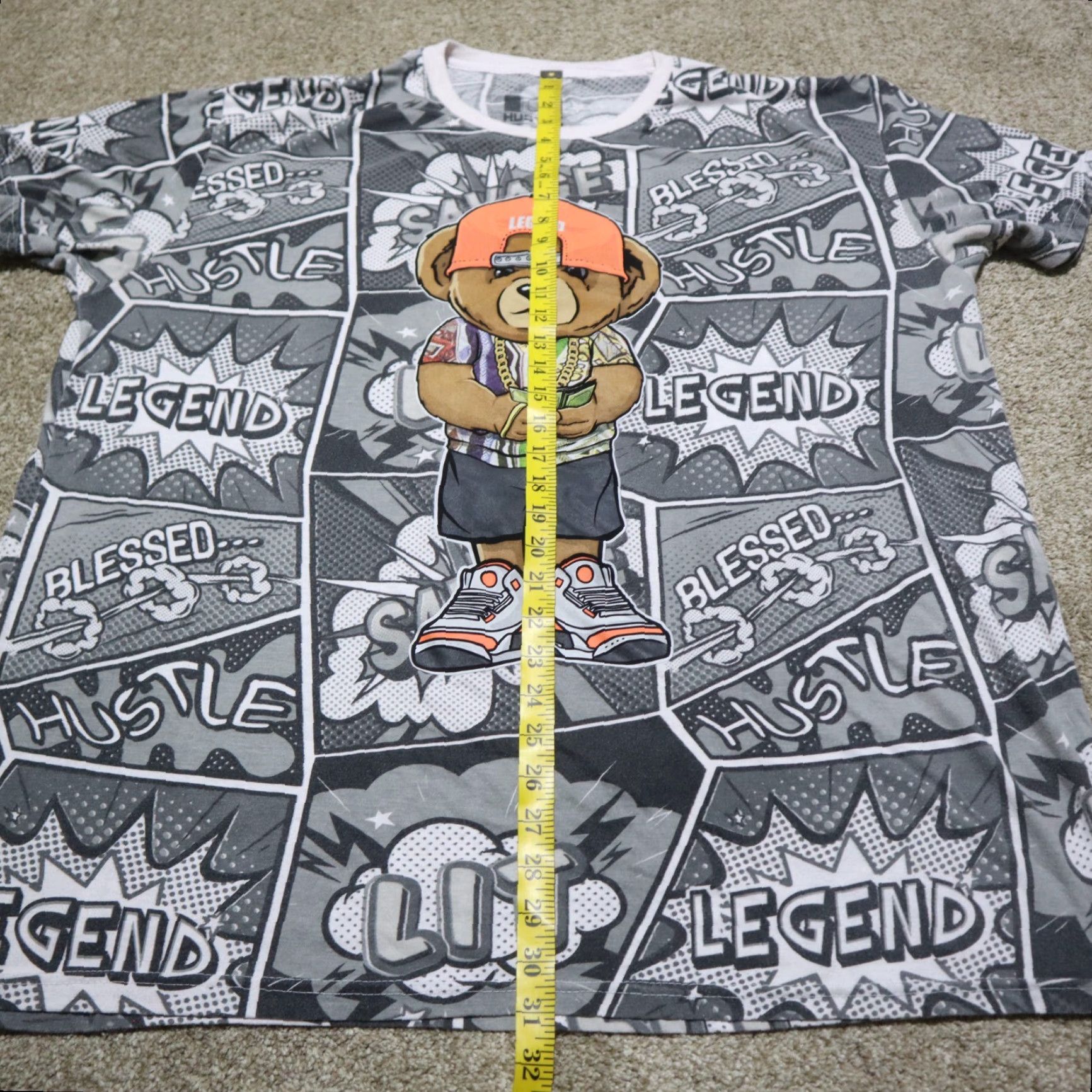Vintage Hustle Shirt Men 3XL Gray Short Sleeve Tee Dabbing Bear Logo Print Sports Vintage No XXXL Size US 39 - 6 Thumbnail
