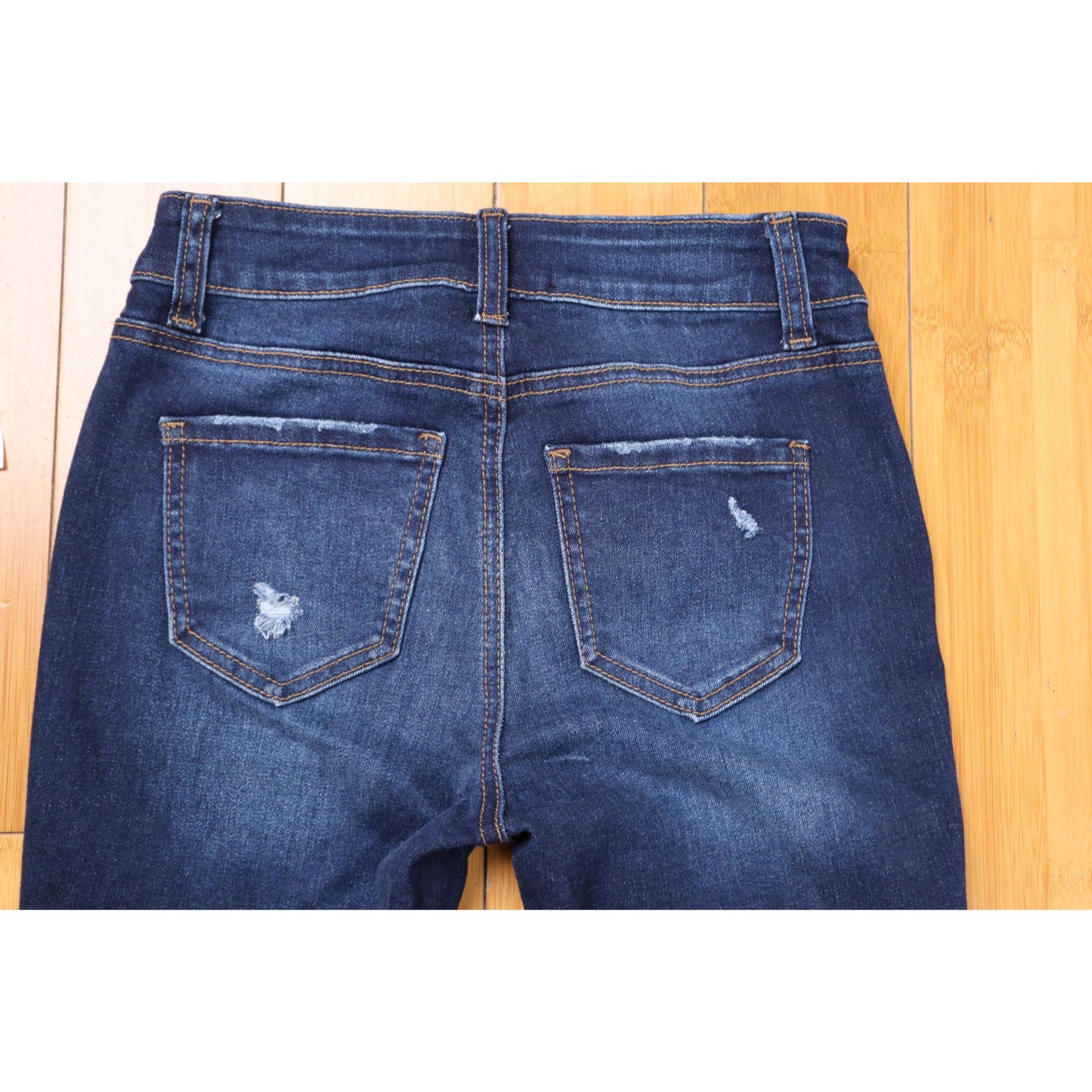 Other ENJEAN Distressed Skinny Jeans - Size 1 - Dark Wash Mid-Rise Size 25" / US 0 / IT 36 - 5 Thumbnail