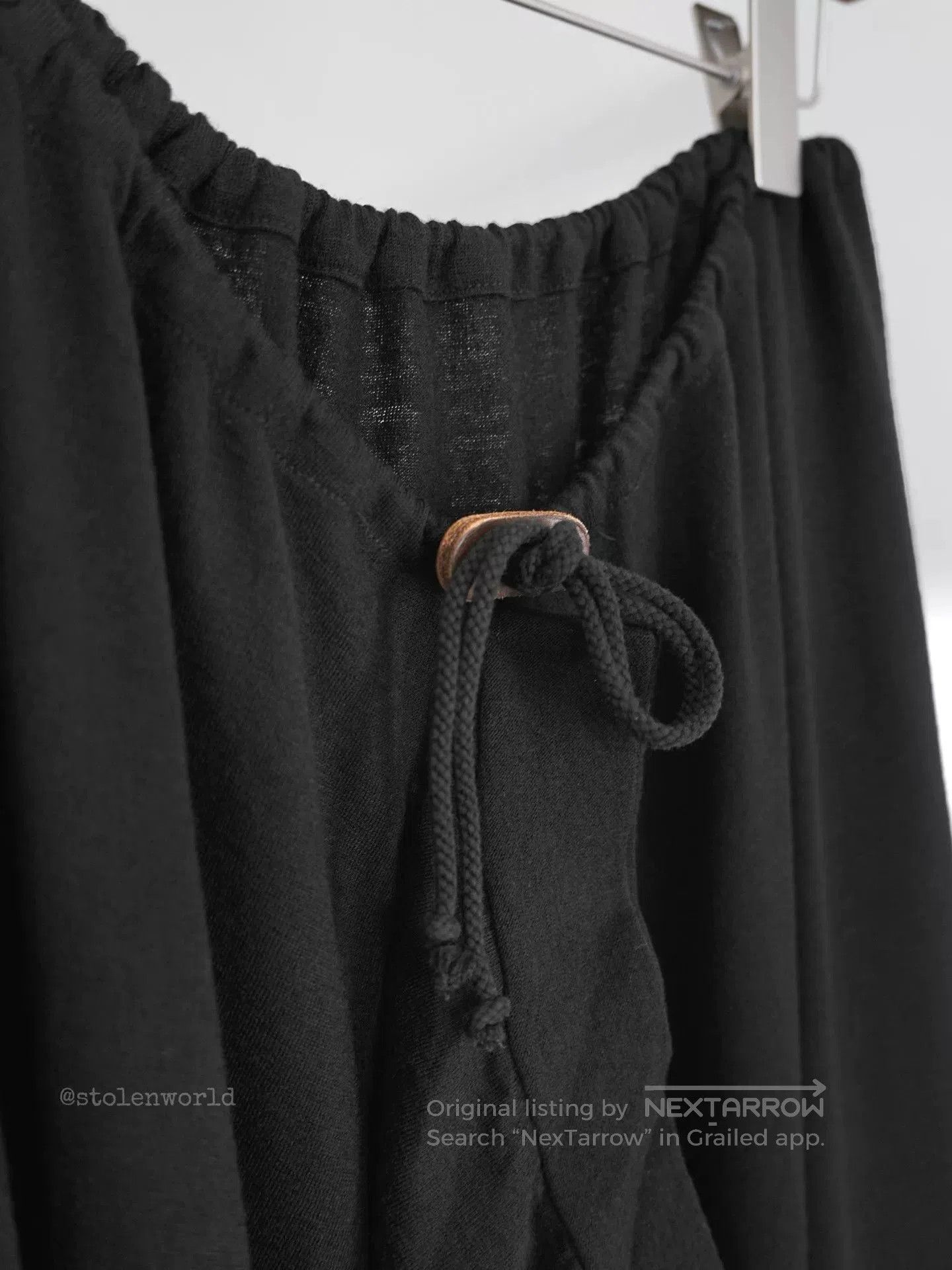 Y's black knitted wool skirt with drawstring. Size 23" - 2 Thumbnail