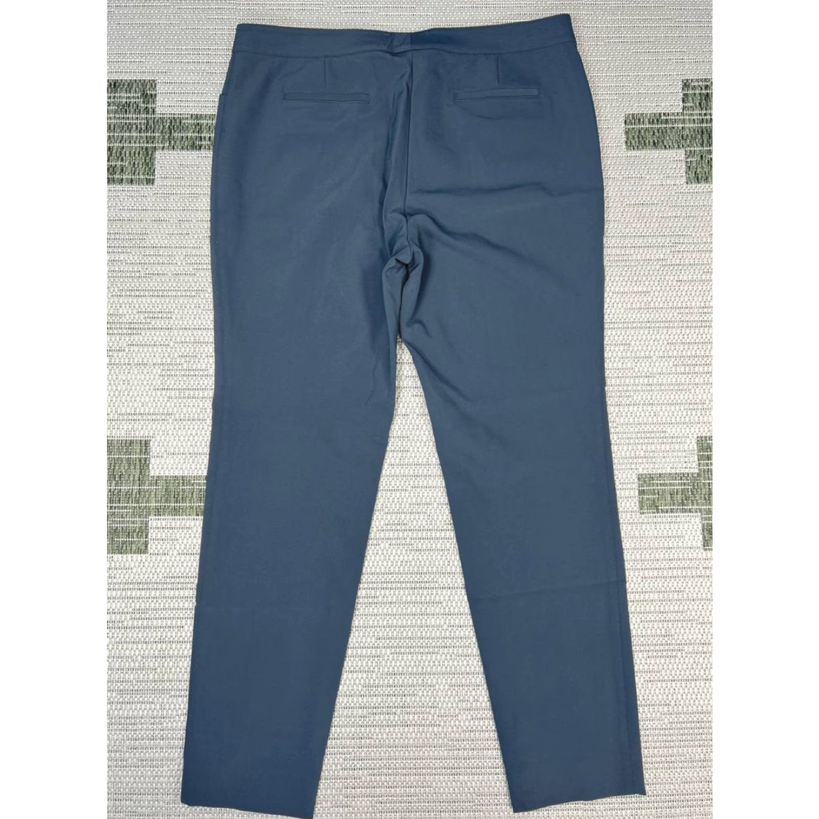 Vintage Lafayette 148 New York Waldorf Pants Womens 14 Blue Stretch Mid Rise Front Slits Size 36" / US 14 / IT 50 - 2 Thumbnail