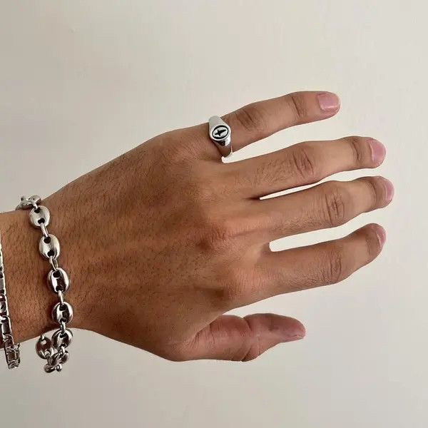 Jewelry silver cross signet stainless steel ring Size ONE SIZE - 3 Thumbnail