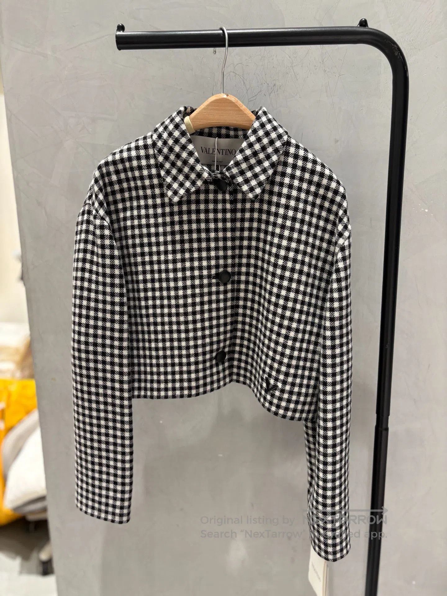 Valentino Valentino Wool Rabbit Hair Houndstooth Cropped Coat. Size S / US 4 / IT 40 - 1 Thumbnail