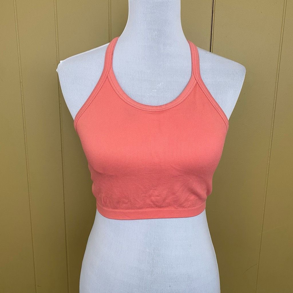Other Women S ribbed racerback sports bra w/removable pads coral c Size S / US 4 / IT 40 - 1 Thumbnail