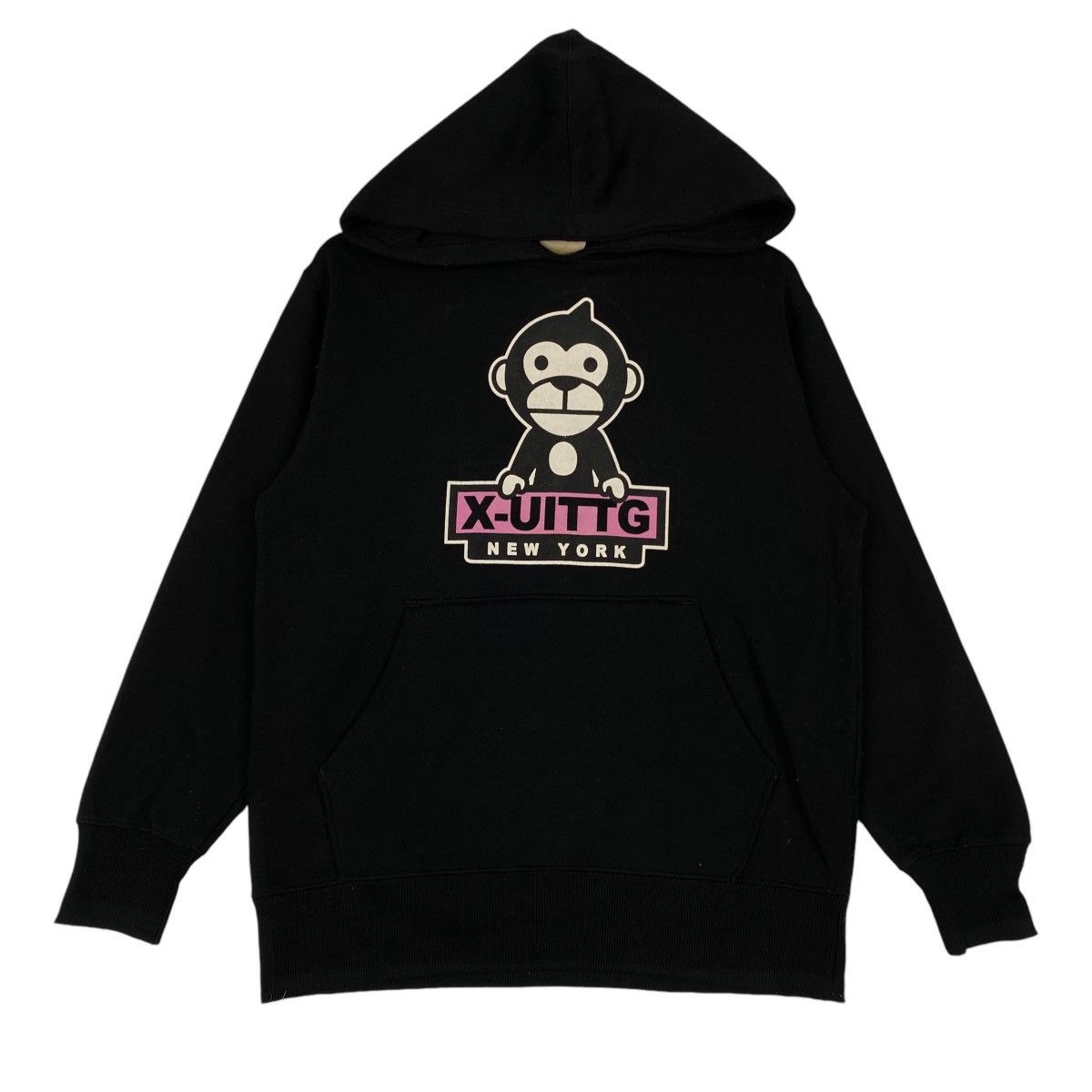 Vintage Vintage X-Uittg Printed Hoodie Black Pullover Jumper Size M Size US M / EU 48-50 / 2 - 1 Thumbnail