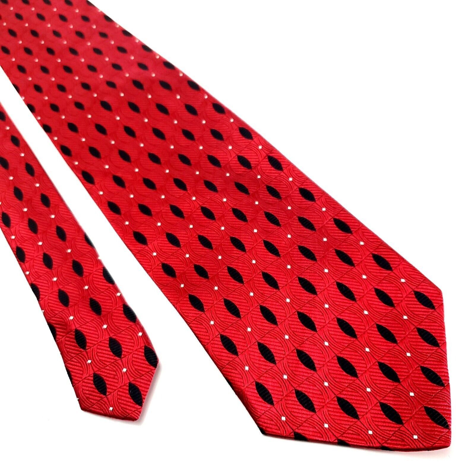 Jos. A. Bank Jos A Bank Red Silk Tie Woven Wide Geometric Size ONE SIZE - 1 Thumbnail