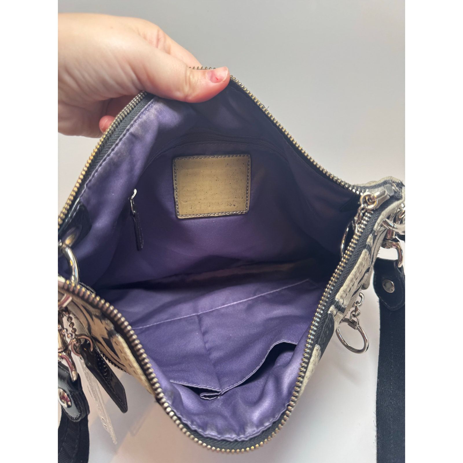 Coach Coach Poppy Metallic Monogram Crossbody Black Purple Y2K Size ONE SIZE - 5 Thumbnail