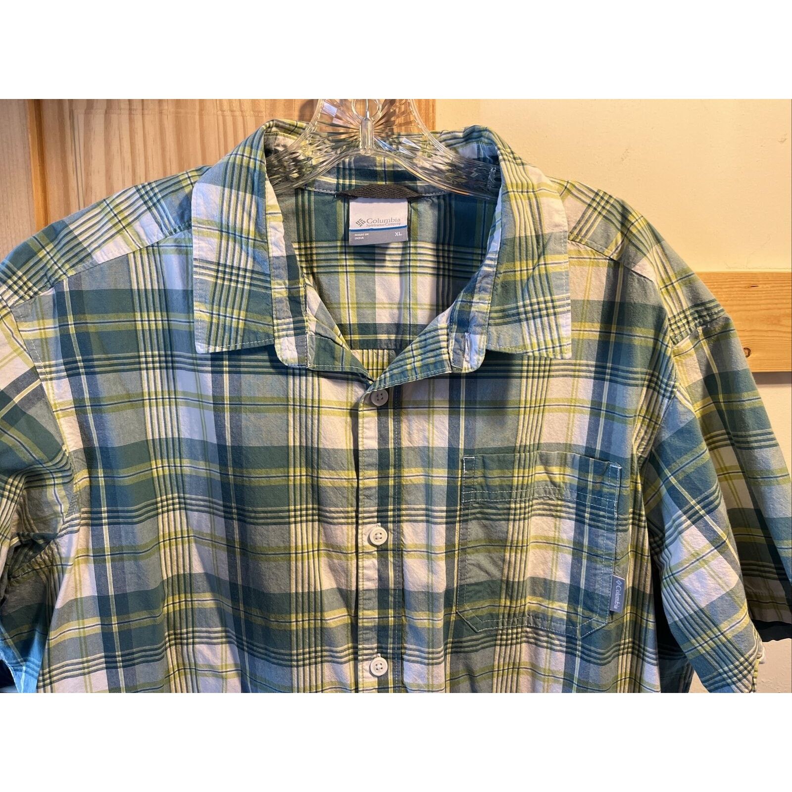 Columbia Columbia Men’s XL Blue Green Plaid SS Button Up Cotton Shirt Size US XL / EU 56 / 4 - 15 Thumbnail