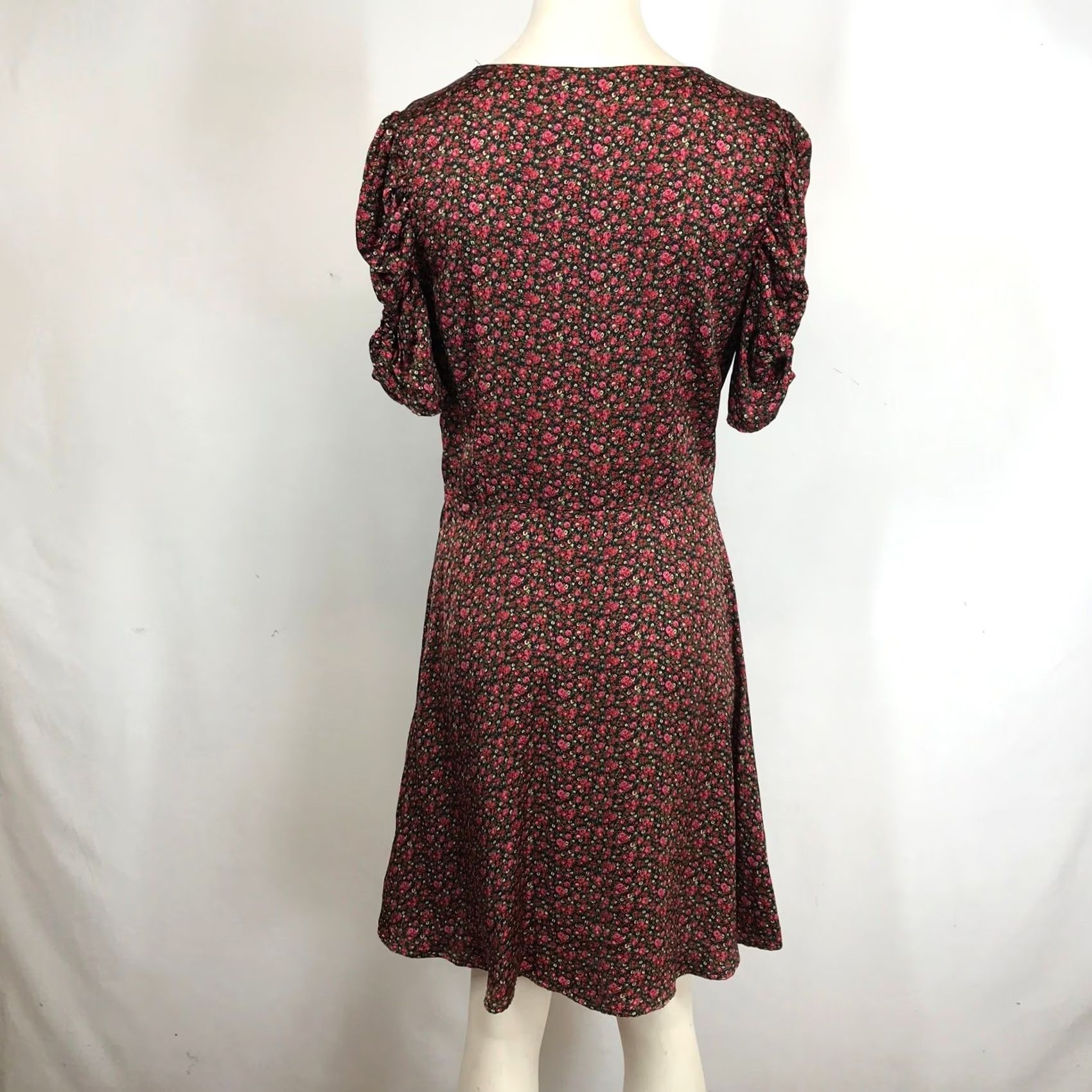 Gap GAP Women's Floral Print V-Neck Ruched Short Sleeve Dress SIZE SMALL TALL Dress Size 28" / US 6 / IT 42 - 5 Thumbnail