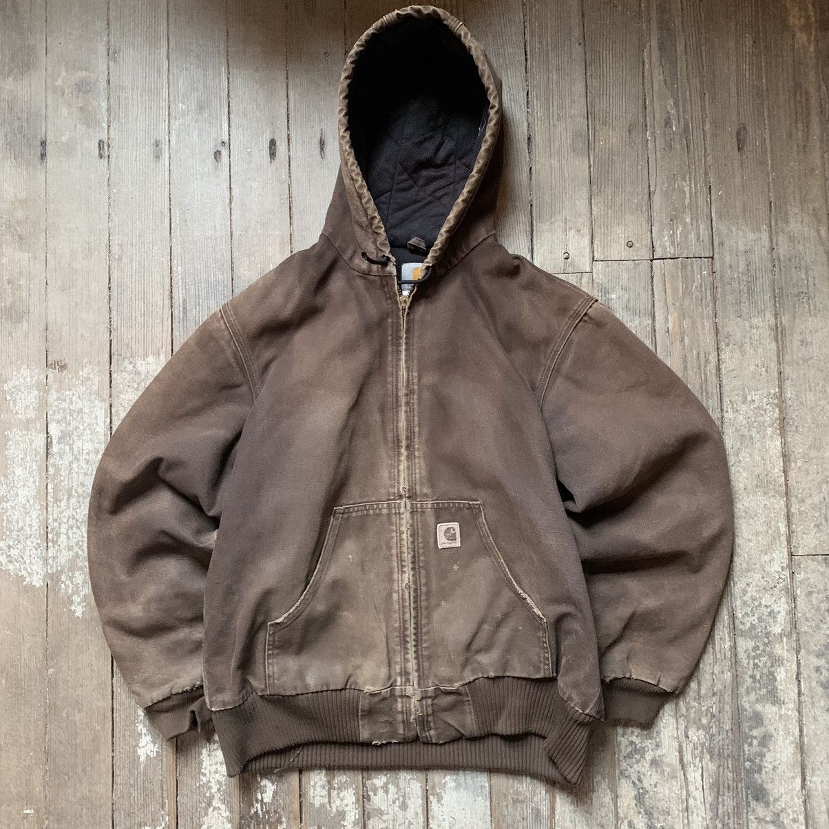 image of 90's Insane Faded Brown Carhartt Quick Duck Mens M Jacket (Size Medium)