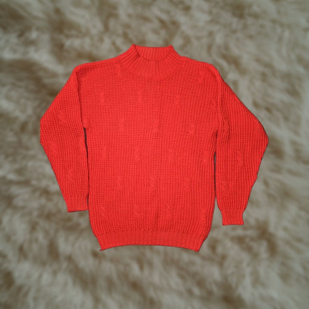 Pendleton VINTAGE Pendleton Sweater Women's M Red Wool Mock Neck Cable Knit USA Size M / US 6-8 / IT 42-44 - 1 Thumbnail