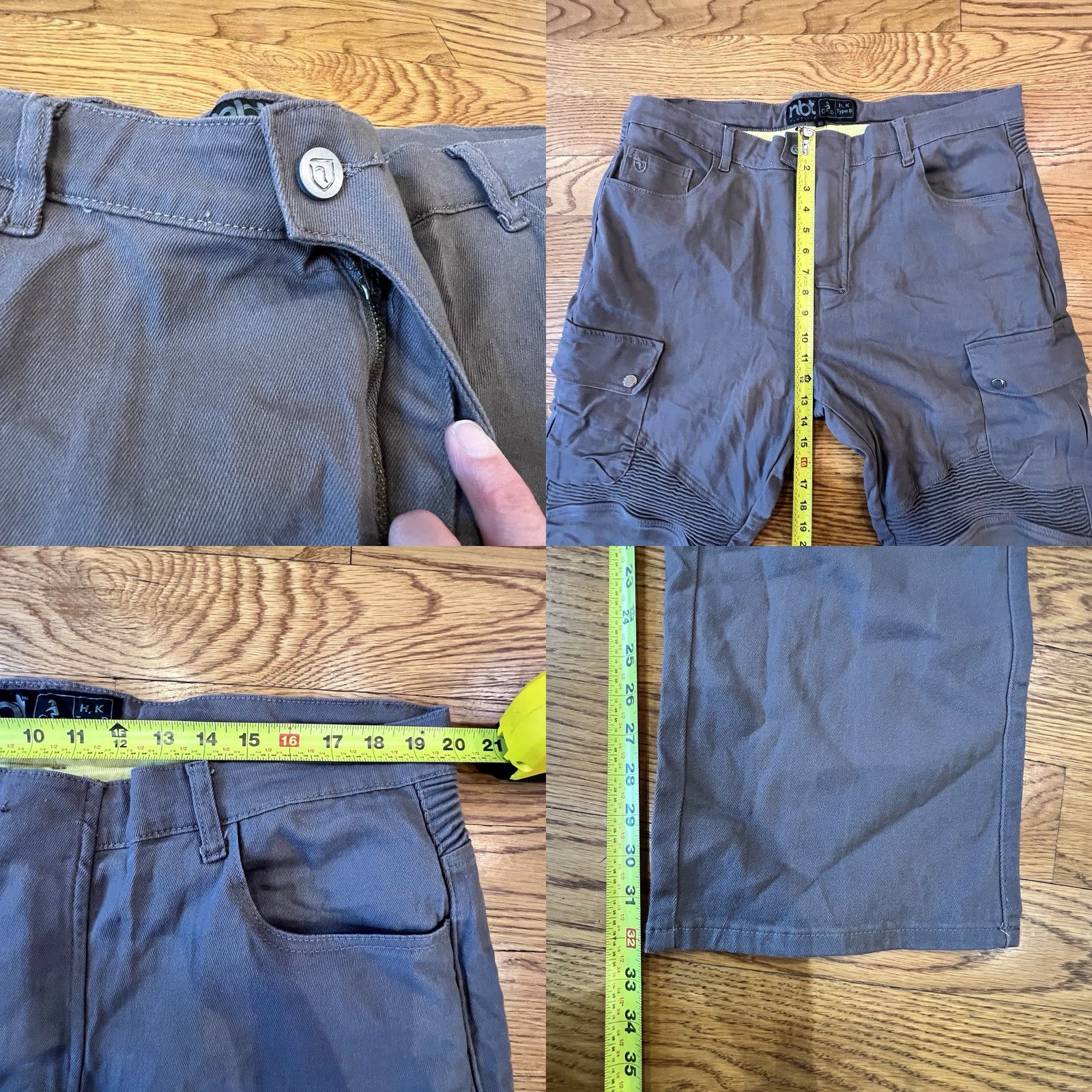 Vintage NBT Clothing Men Pants Gray Cargo Twill 40x32 Motorcycle Moto Safety Casual Slim Fit Zip Front Pockets Womens? Size US 40 / EU 56 - 10 Thumbnail