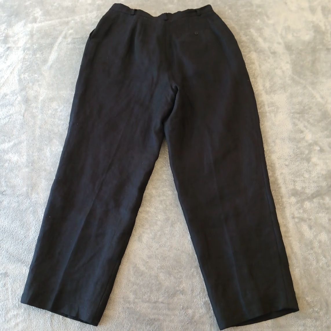 Talbots Talbots Petites Dress Pants Womens 12P Black Linen Pleated Lined Iron Free Flat Front 28in Inseam Straight Leg Pockets Dress Pants Womens Girls Mens? Size 34" / US 12 / IT 48 - 2 Thumbnail