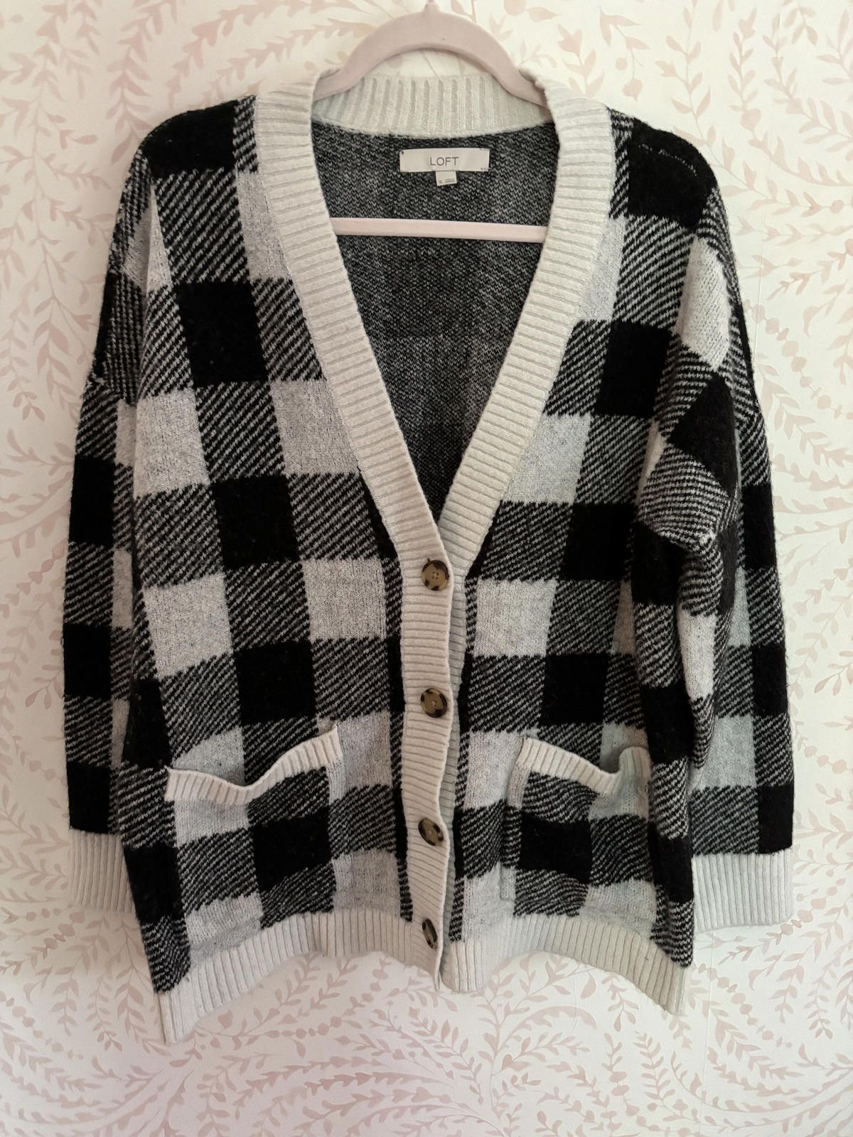 Designer Cozy Loft Black and White Checkered Cardigan XL Size XL / US 12-14 / IT 48-50 - 1 Thumbnail