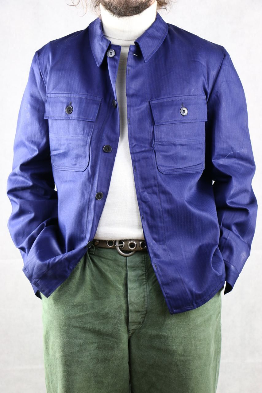 image of Le Laboureur x Vetra 70's Sanfor Worker Vintage French Chore Light Jacket in Blue, Men's (Size Larg