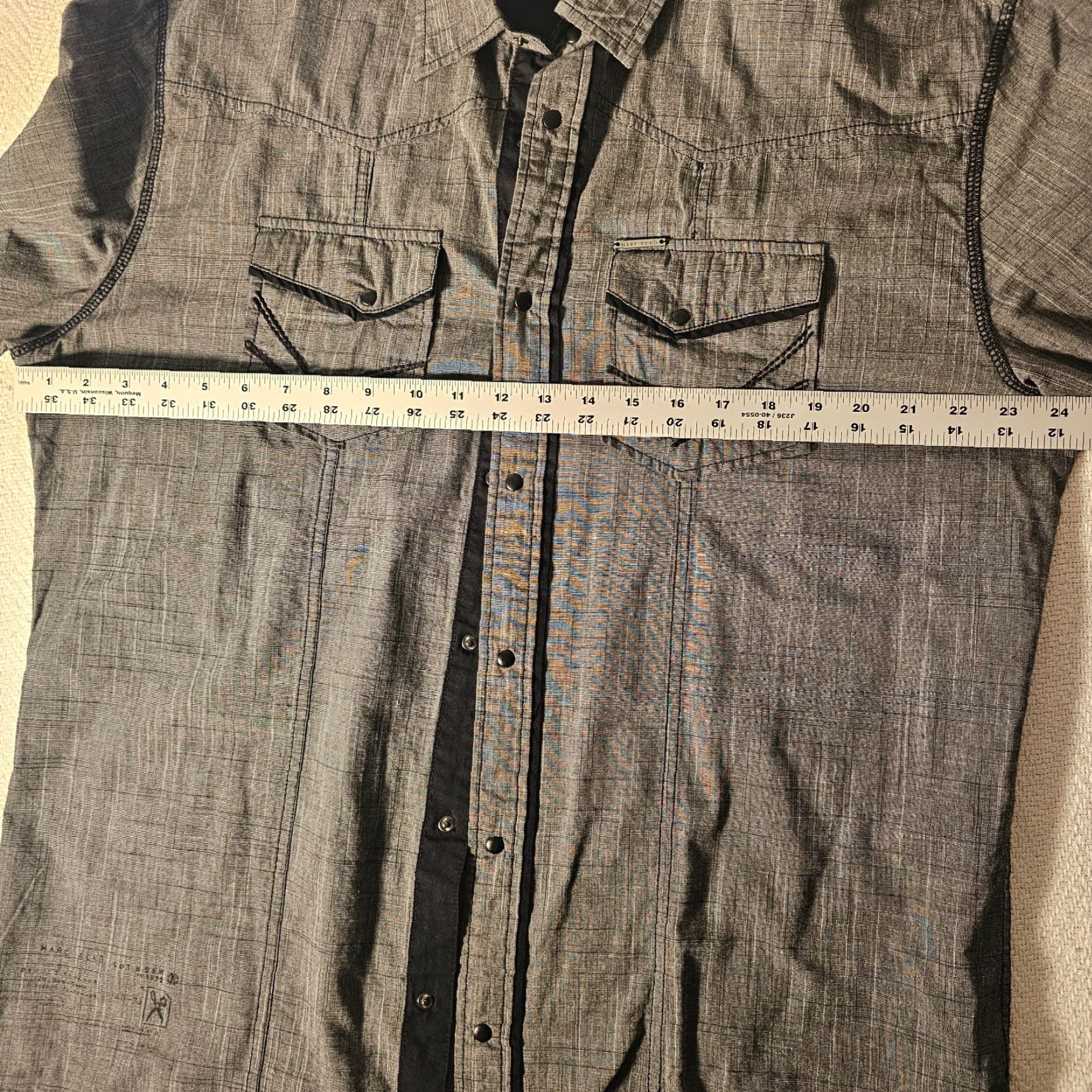 Marcs Marc Ecko Shirt Adult XL Gray Geo Plaid Button-Up Long Sleeve Casual Collared Cotton Mens Size US XL / EU 56 / 4 - 6 Thumbnail