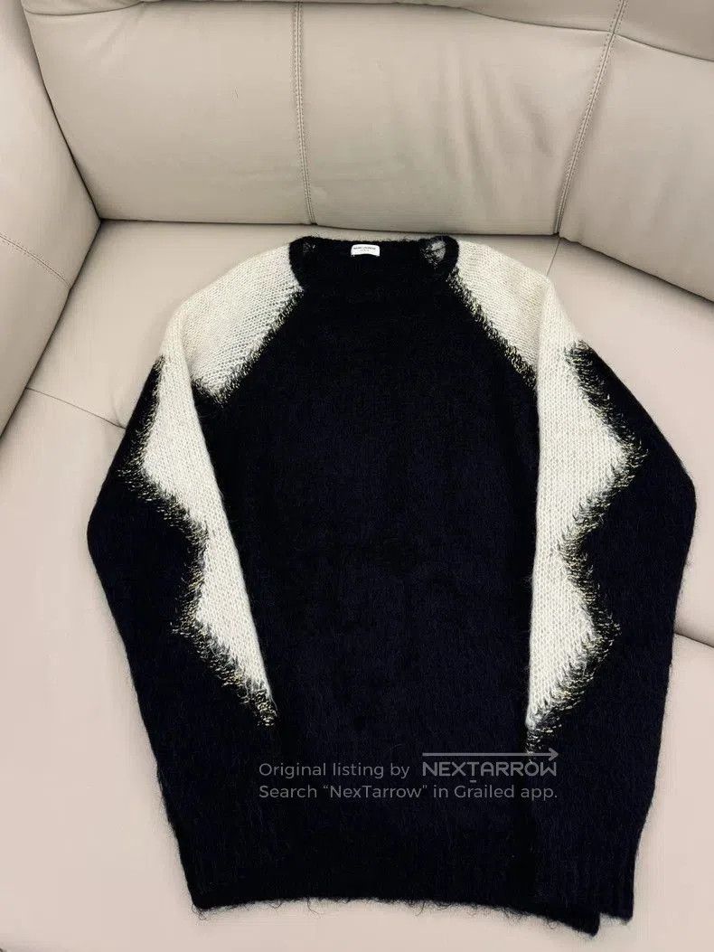 Saint Laurent Paris Saint Laurent 23SS Black and White Mohair Sweater. Size US S / EU 44-46 / 1 - 1 Thumbnail