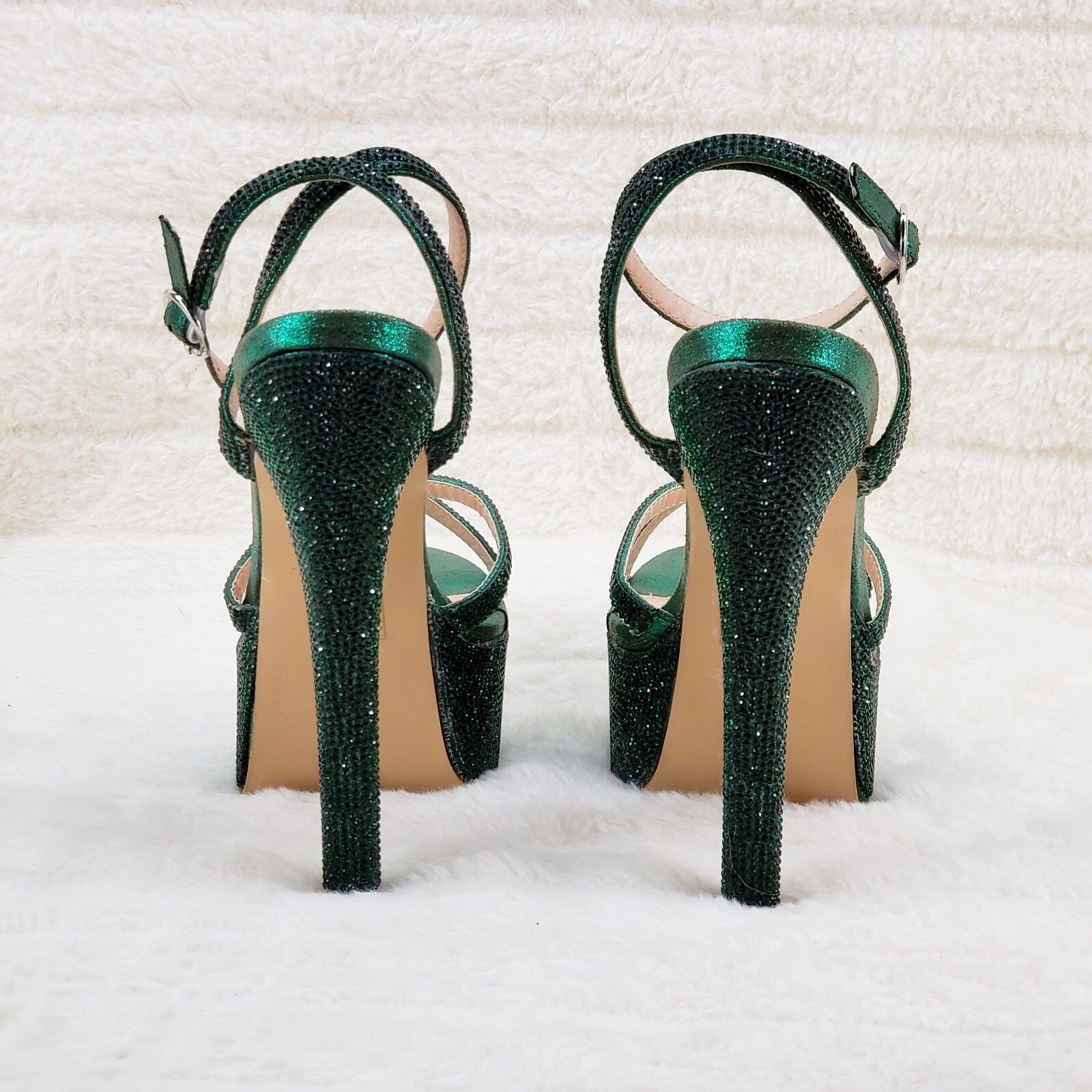 Other Bejeweled Emerald Green Sparkling Rhinestone Platform 6.5" H Size US 10 / IT 40 - 5 Thumbnail