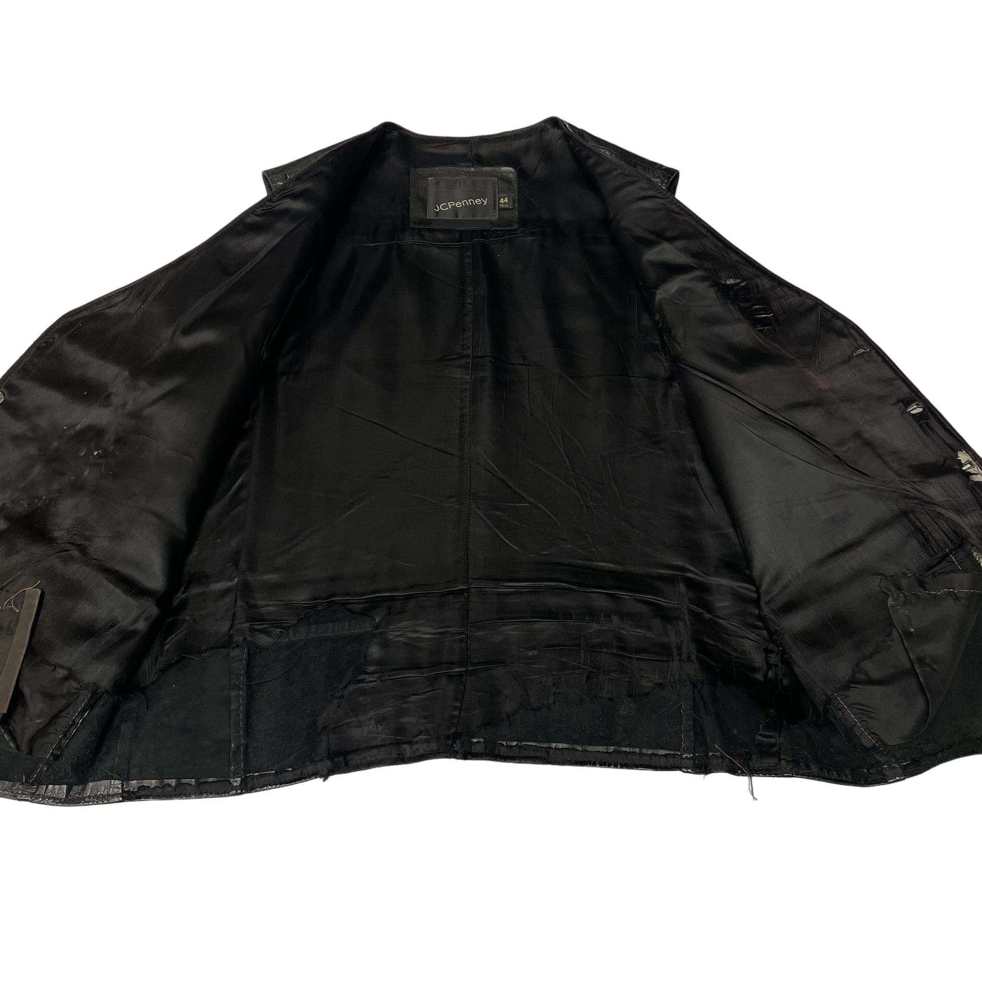 Other Vtg JCPenney Leather Waistcoat Motorcycle Biker Vest 44 Tall Size US XL / EU 56 / 4 - 5 Thumbnail