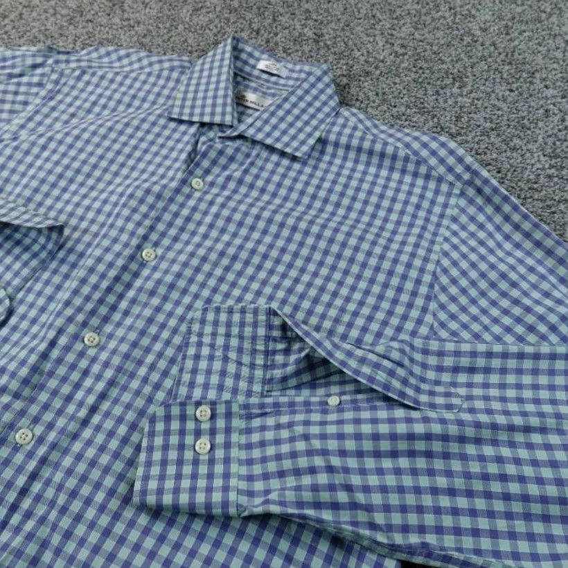 Peter Millar Peter Millar Shirt Mens L Blue Green Check Button-Up Long Sleeve Casual Preppy Size US L / EU 52-54 / 3 - 2 Thumbnail