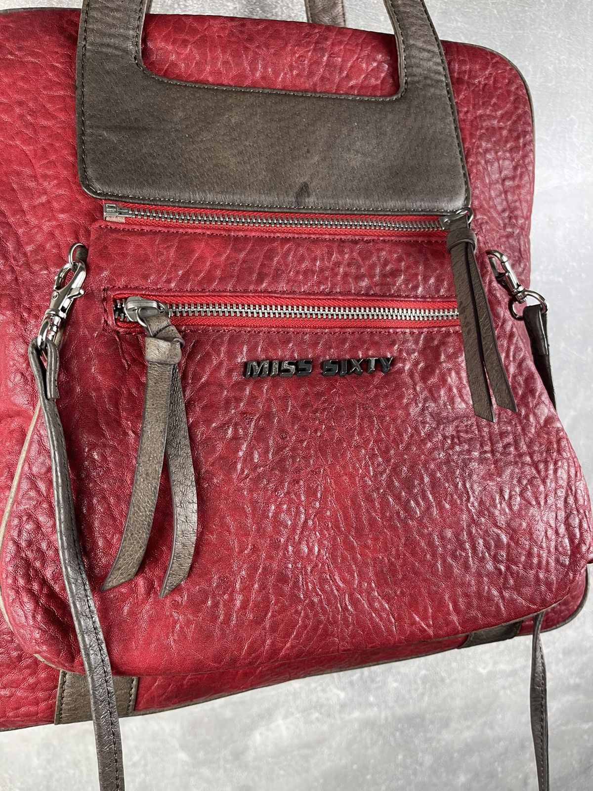 Miss Sixty Miss Sixty Textured Red Leather Handbag Transformer Bag Size ONE SIZE - 3 Thumbnail