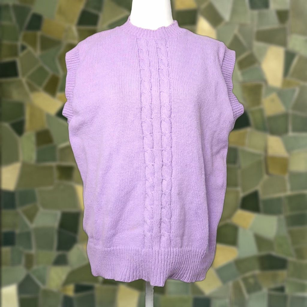 Vintage Vintage 80s Purple Cable Knit Lavender Sleeveless Sweater Vest M/L User: Vintage 80s Purple Cable Knit Lavender Sleeveless Sweater Vest M/L Size M / US 6-8 / IT 42-44 - 1 Thumbnail