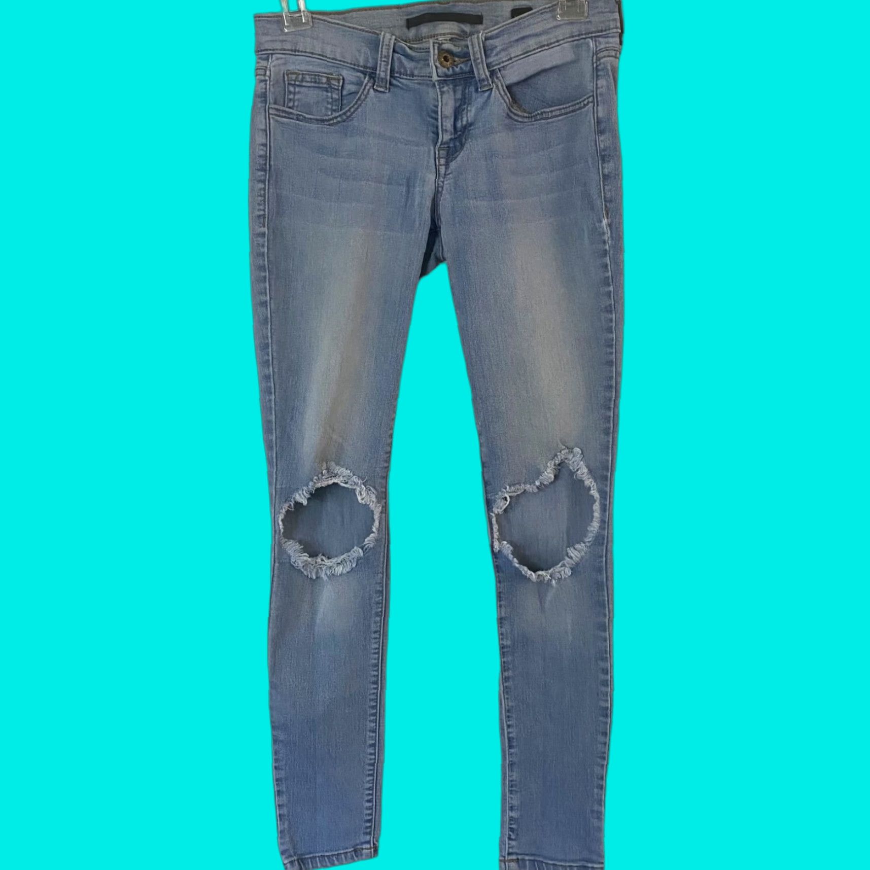 Vintage VINTAGE SP Black Label Low-Rise Skinny Jeans Women's 25 Light Wash Denim Stretch Distressed Blue 5-Pocket Womens Jeans Size 42" / US 20 - 1 Thumbnail