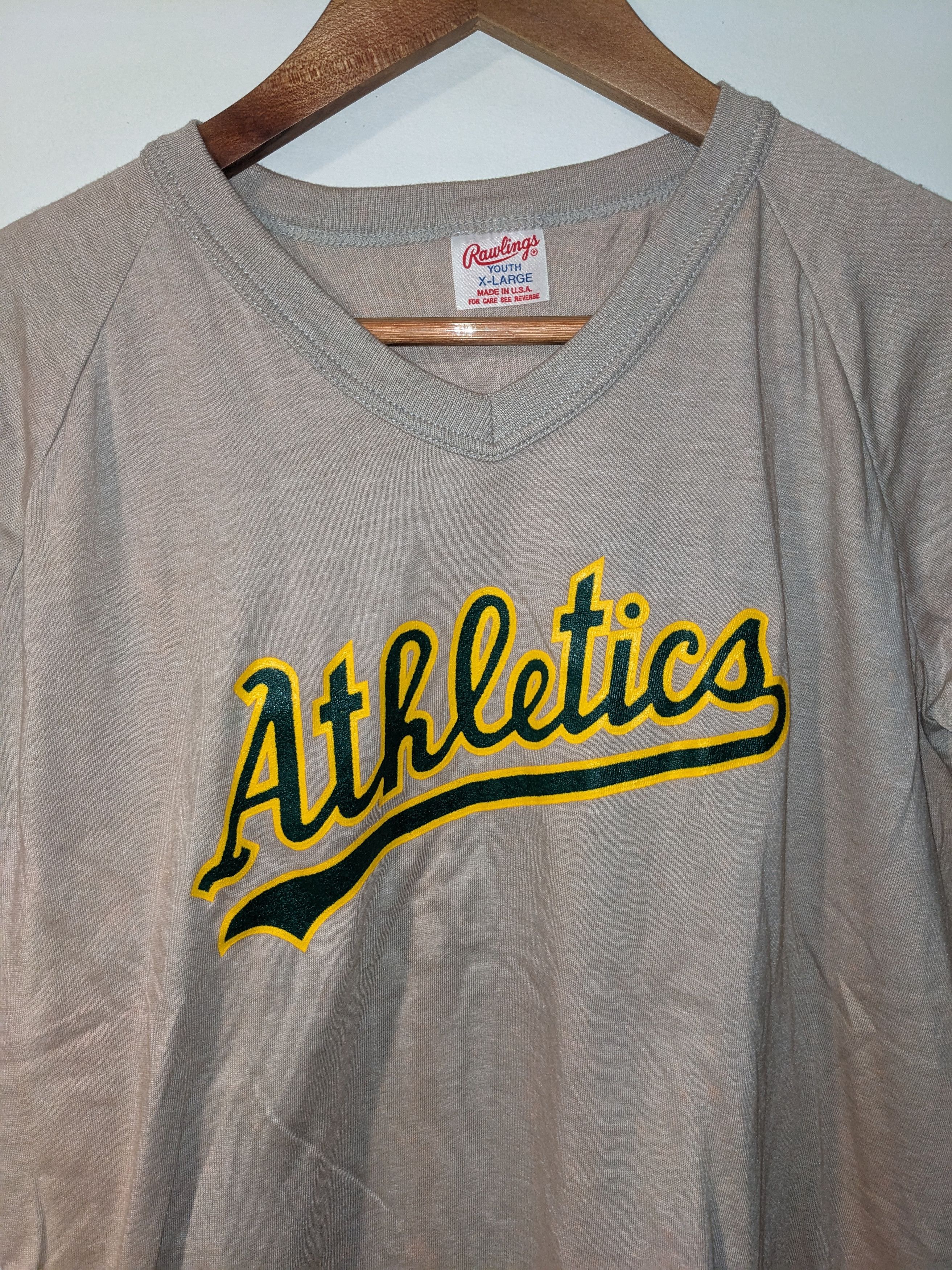 MLB × Vintage Vintage 80s Oakland Athletics Rawlings YOUTH X-Large T-Shirt Size US XL / EU 56 / 4 - 9 Thumbnail