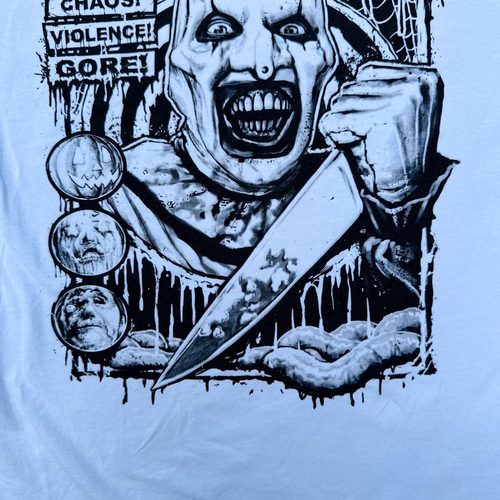 Vintage Terror Threads Terrifier Art The Clown Horror Movie Tee T Shirt White L Art Size US L / EU 52-54 / 3 - 3 Thumbnail