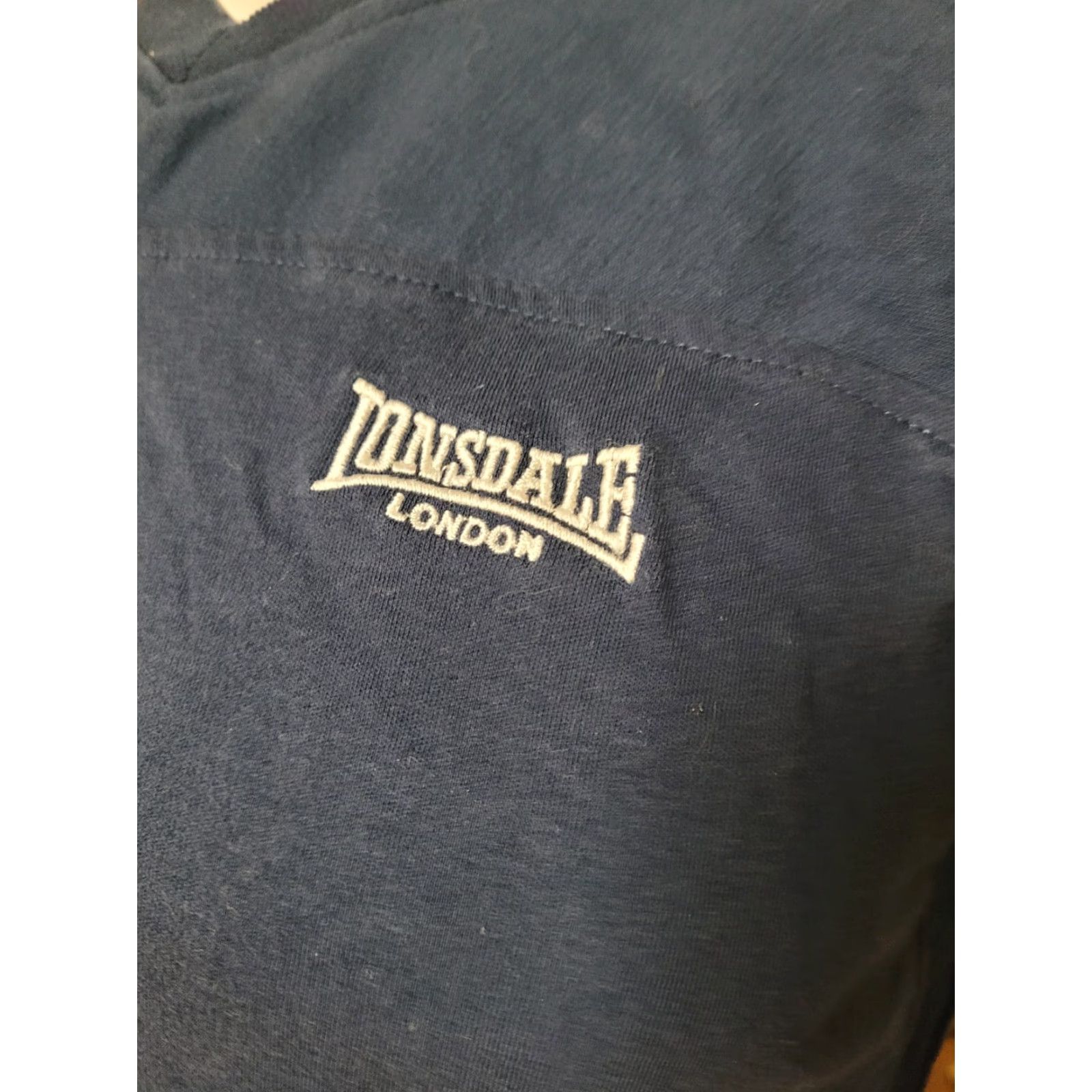 Lonsdale Womens Lonsdale London Sewn Logo T Shirt Size M Medium UK Boxing MMA NICE Short Sleeve V-Neck Cotton Blend Blue Womens T-Shirt Size M / US 6-8 / IT 42-44 - 2 Thumbnail