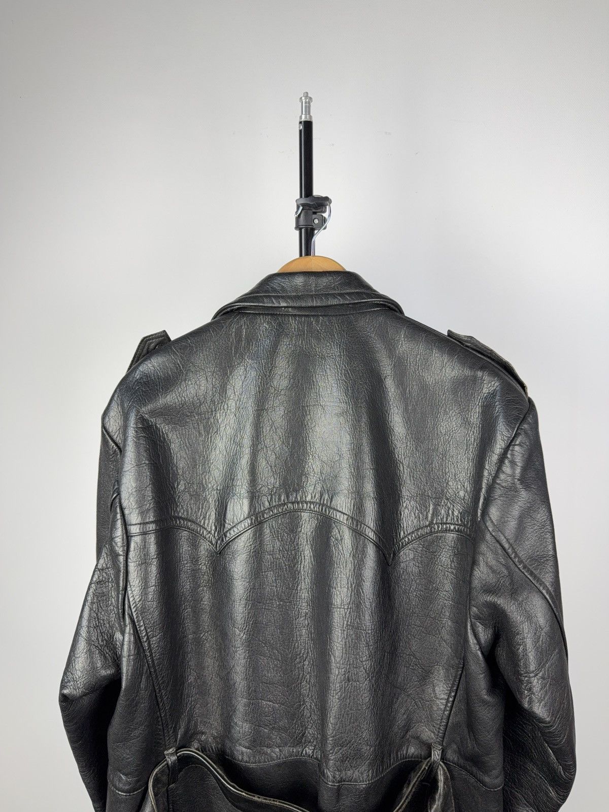 Japanese Brand RARE Avant Garde 90s Opium Archive Heavy Leather Trench Coat Size US L / EU 52-54 / 3 - 13 Thumbnail