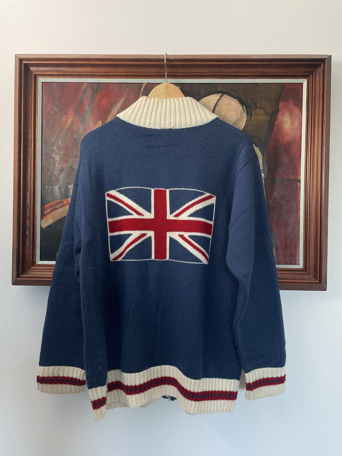 Vintage Vintage Y2k England Great Britain Flag Knit Zip Sweater Rare Size US L / EU 52-54 / 3 - 2 Thumbnail