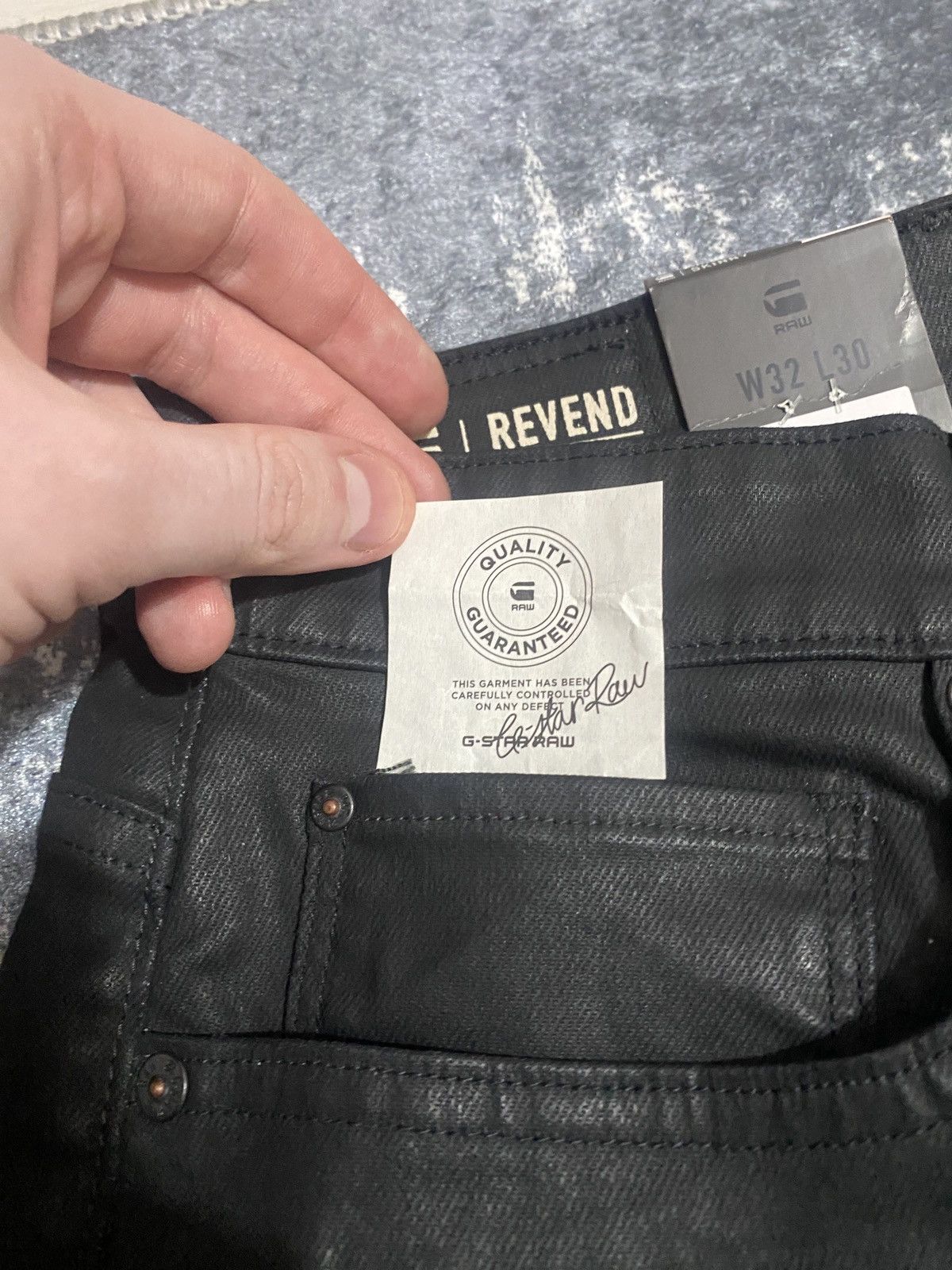 G-Star Revend Skinny Waxed Black with leather rings Size US 32 / EU 48 - 5 Thumbnail
