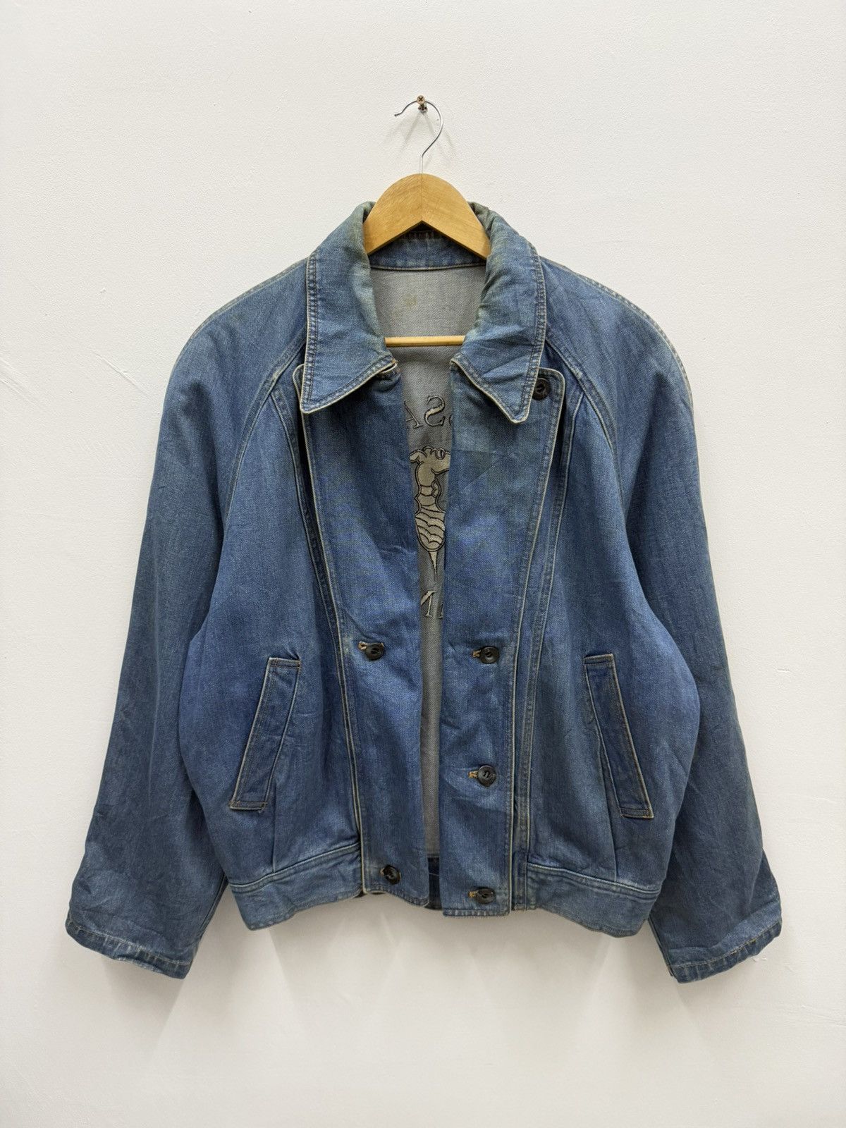 Trussardi Vintage Trussardi Jeans Big Logo Denim Jacket Size US M / EU 48-50 / 2 - 2 Thumbnail
