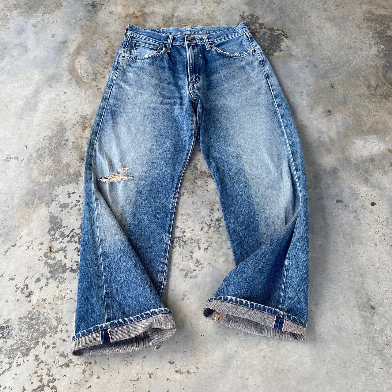 Edwin VTG 90S EDWIN 505 REDLINE GRUNGE BLUEWASH DISTRESSED DENIM Size US 29 - 4 Thumbnail