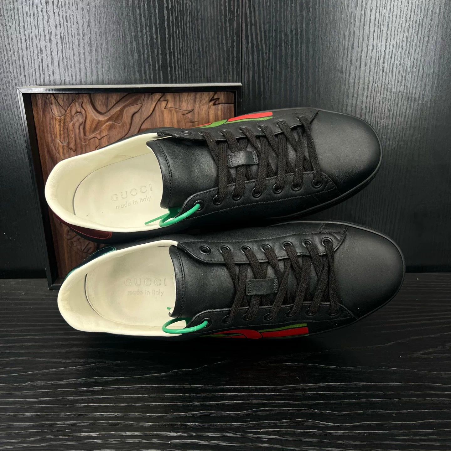 Gucci Gucci Ace 8 black green like new Size US 9 / EU 42 - 7 Thumbnail