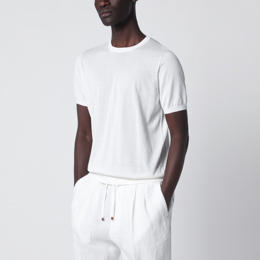 Drumohr o1d2blof0226 Crew Neck T-Shirt in White Size US M / EU 48-50 / 2 - 1 Thumbnail
