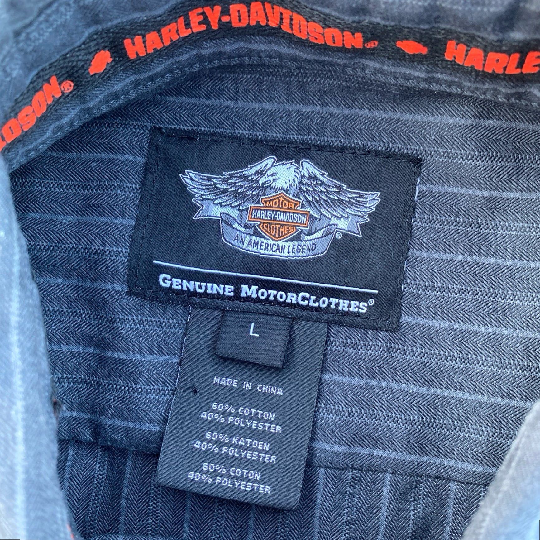Harley Davidson Harley-Davidson Shirt Mens Gray Stripe Snap Button-Up Collared Long Sleeve Large Pockets Size US L / EU 52-54 / 3 - 3 Thumbnail