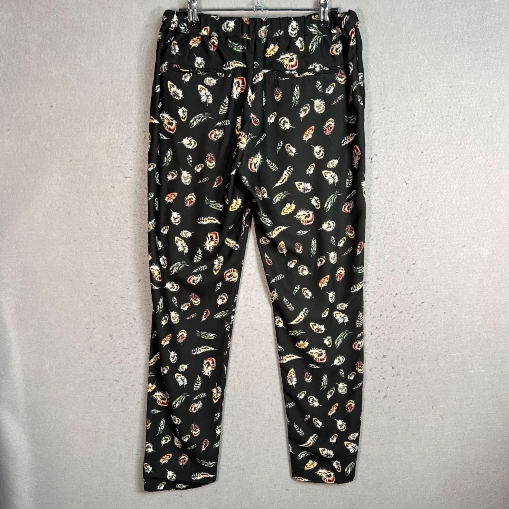 The Kooples VINTAGE The Kooples Womens Black Feather Print Polyester Pants Size Small Drawstring Womens Size 28" / US 6 / IT 42 - 2 Thumbnail
