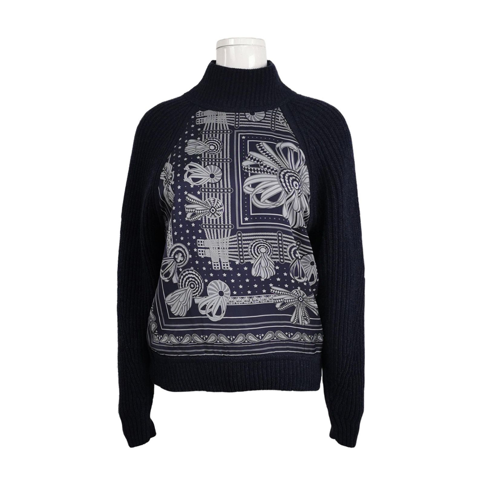 Hermes Hermès Silk Print Mock Neck Sweater Size 36 Size XS / US 0-2 / IT 36-38 - 1 Thumbnail