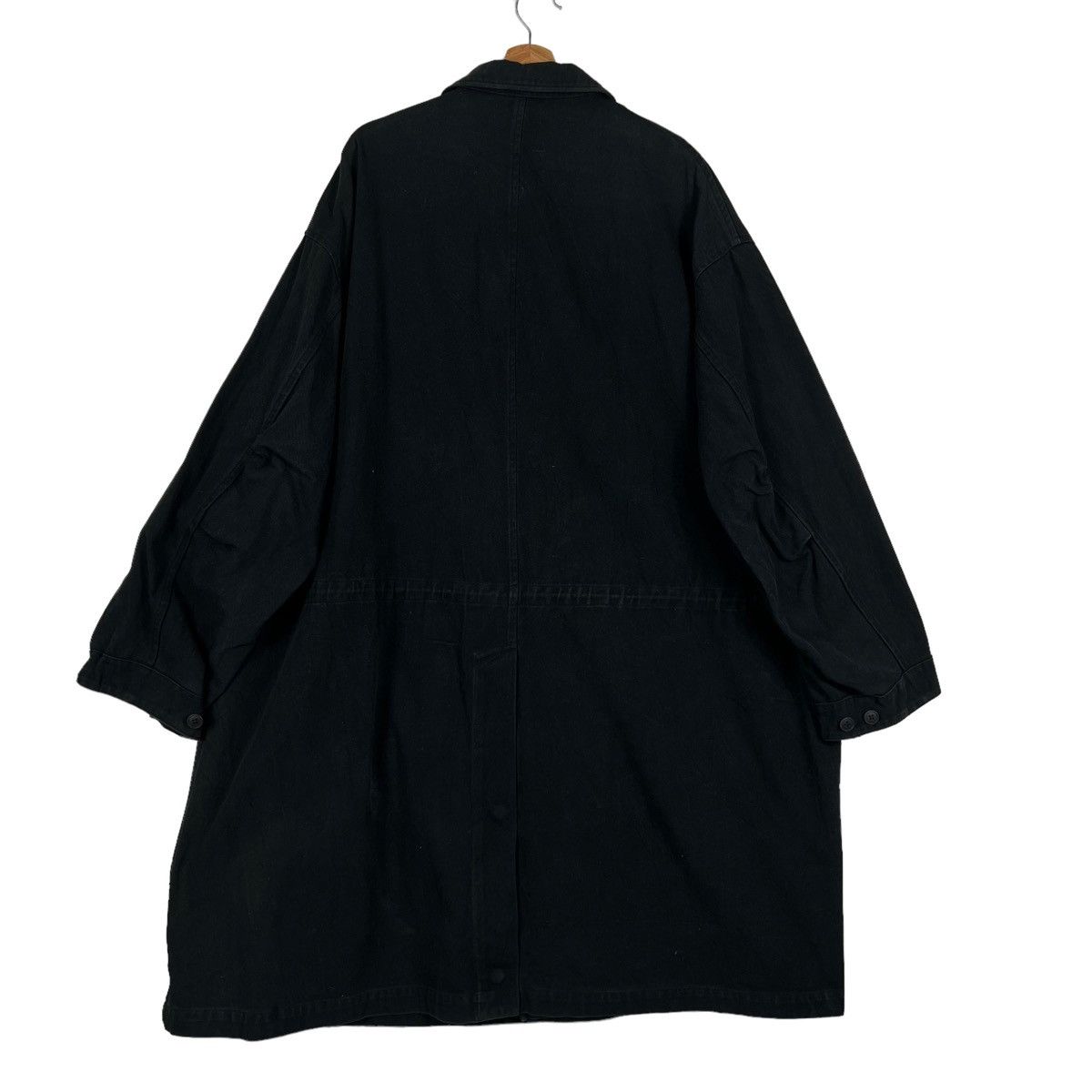 Yohji Yamamoto 🔥RICH BLACK - FLY COATS HERRINGBONE LONG JACKETS Size US M / EU 48-50 / 2 - 8 Thumbnail