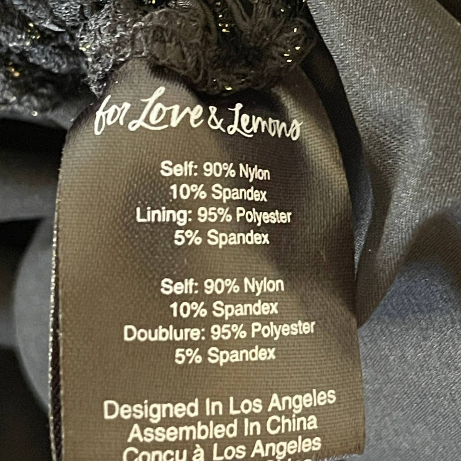 For Love & Lemons For Love & Lemons Joanna Mini Dress Black Gold Lace Small Size S / US 4 / IT 40 - 8 Thumbnail